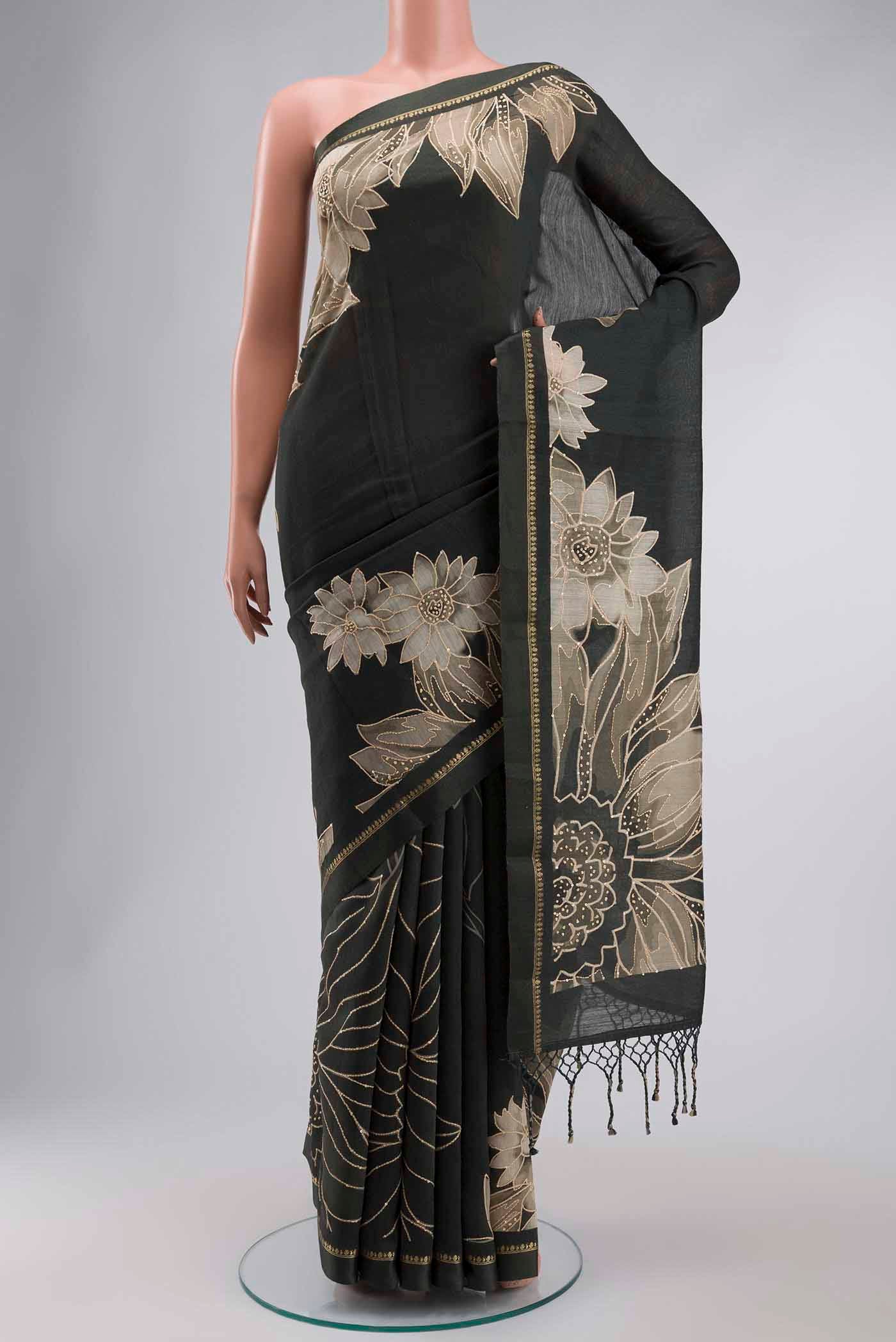 Green Tussar Silk Saree