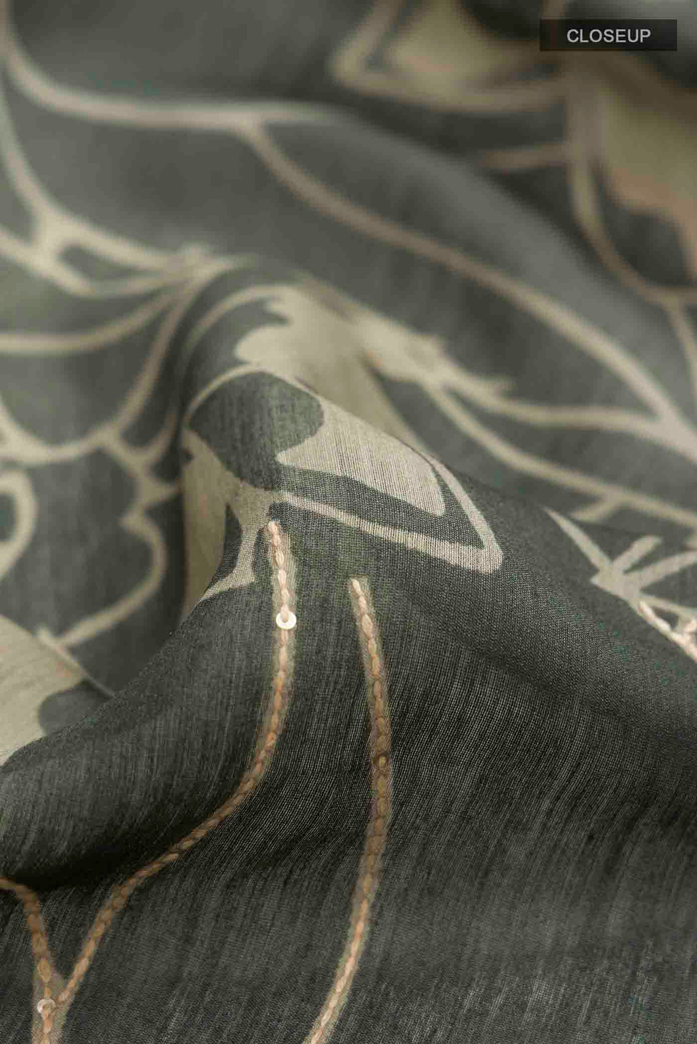Green Tussar Silk Saree - Image 2