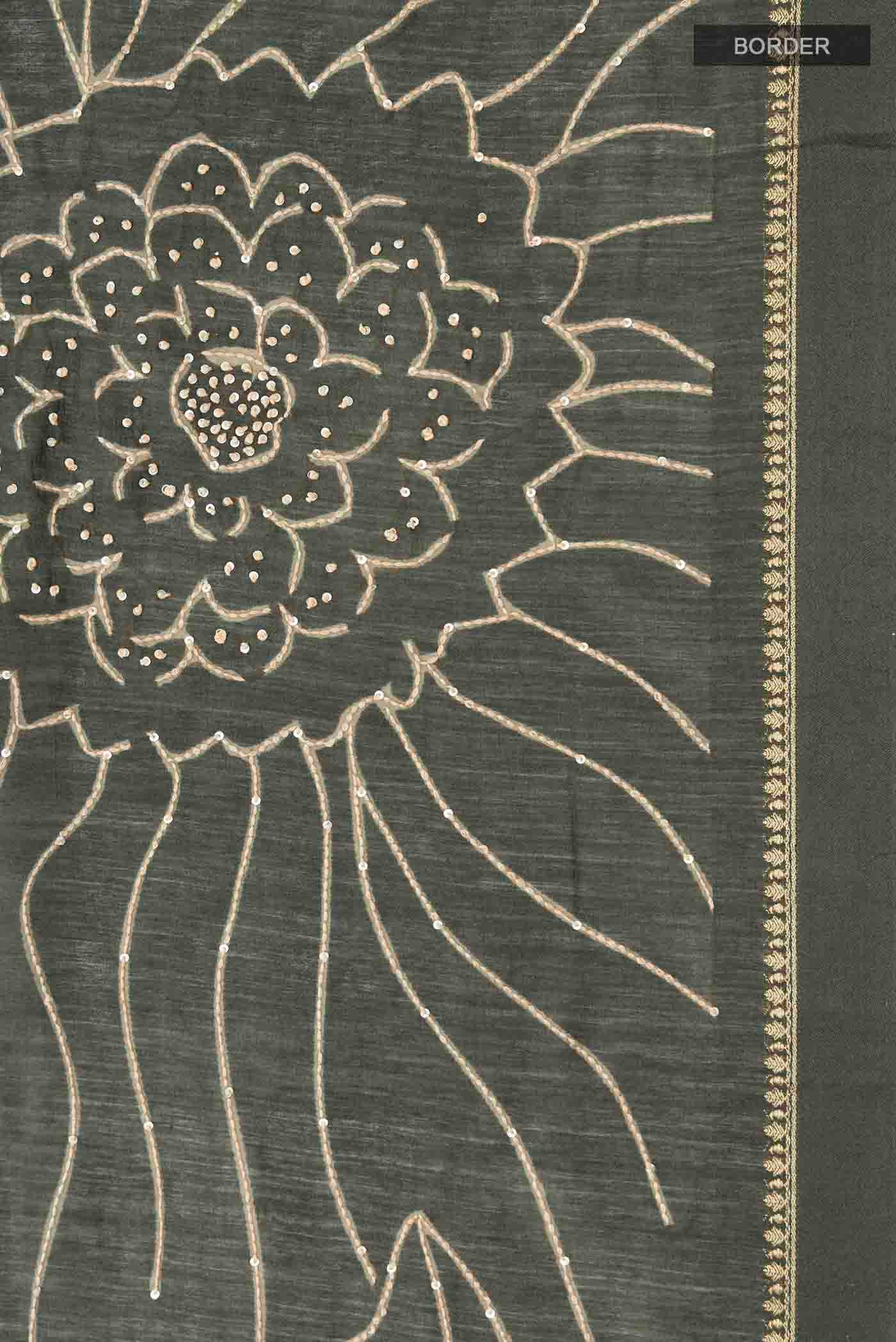 Green Tussar Silk Saree - Image 3