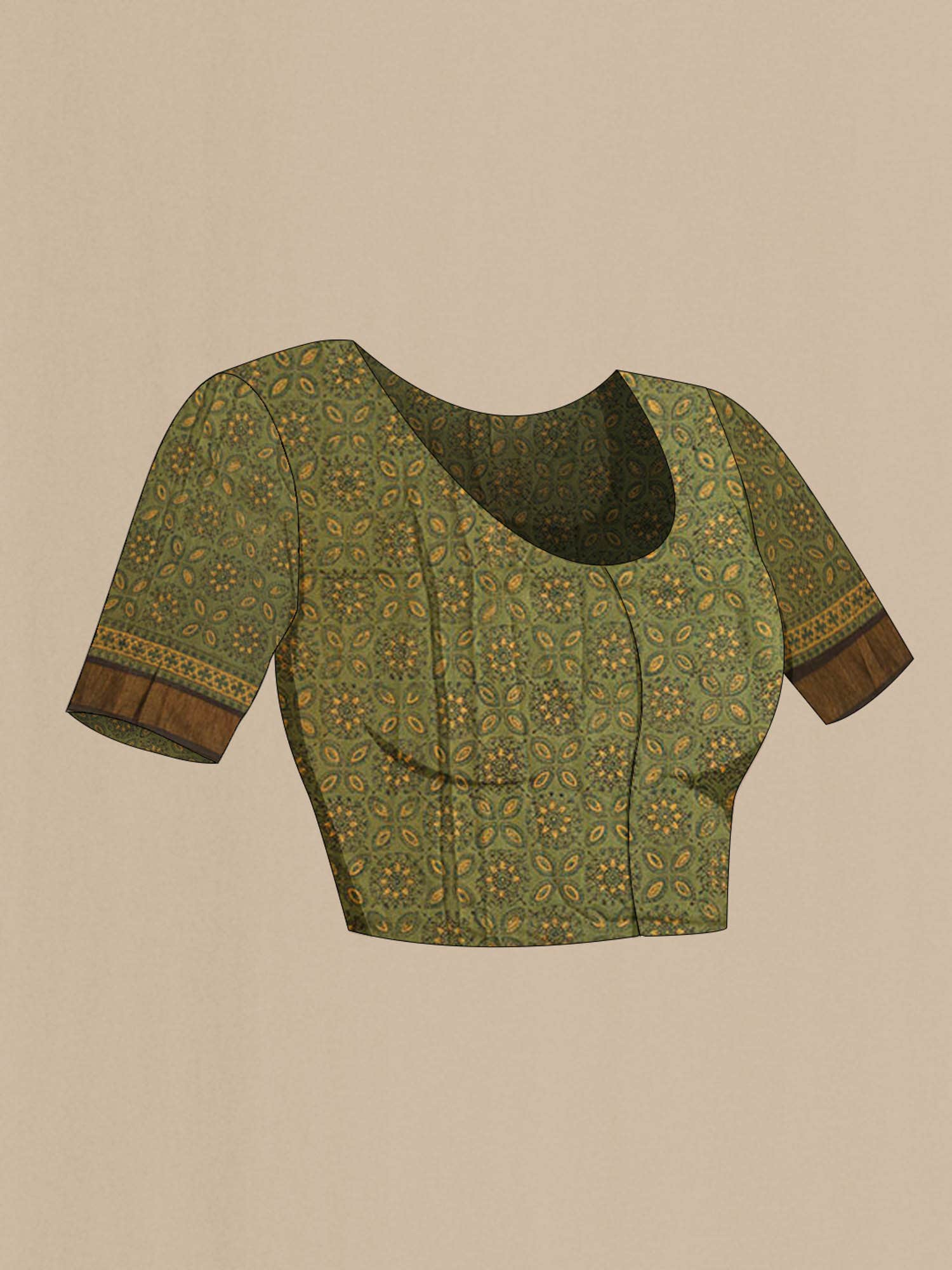 Green Tussar Silk Saree - Image 6