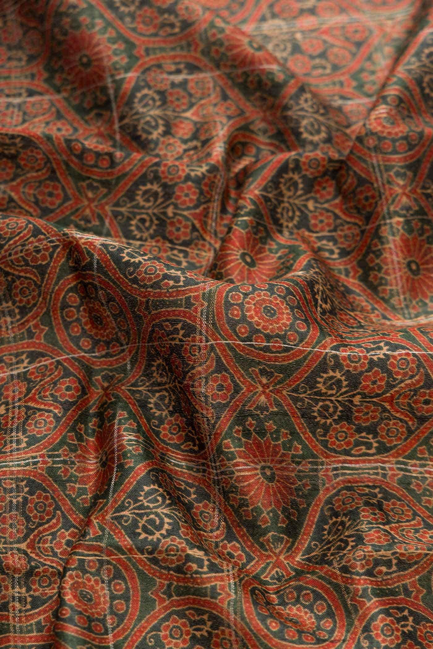 Green Tussar Silk Saree - Image 2