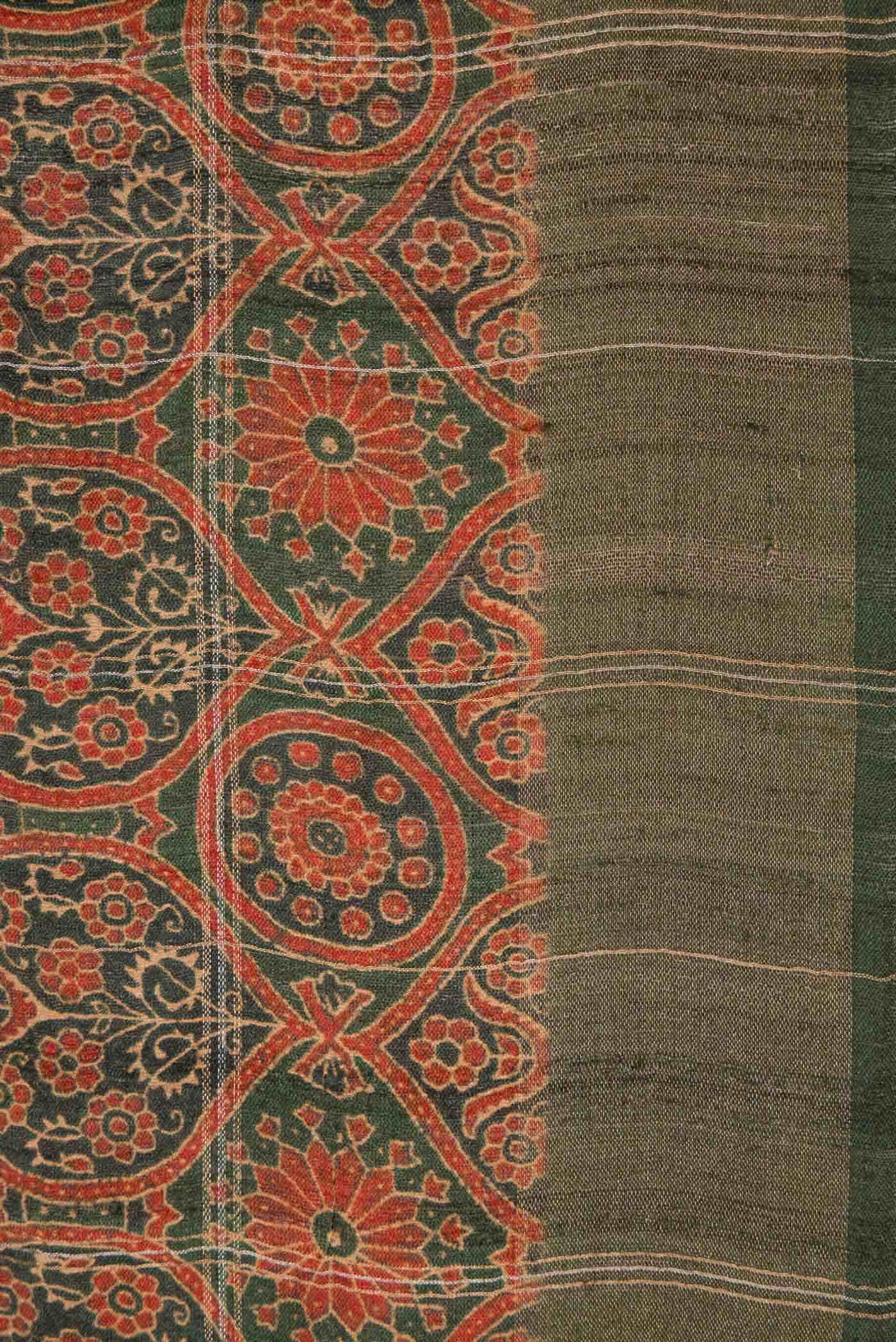 Green Tussar Silk Saree - Image 3