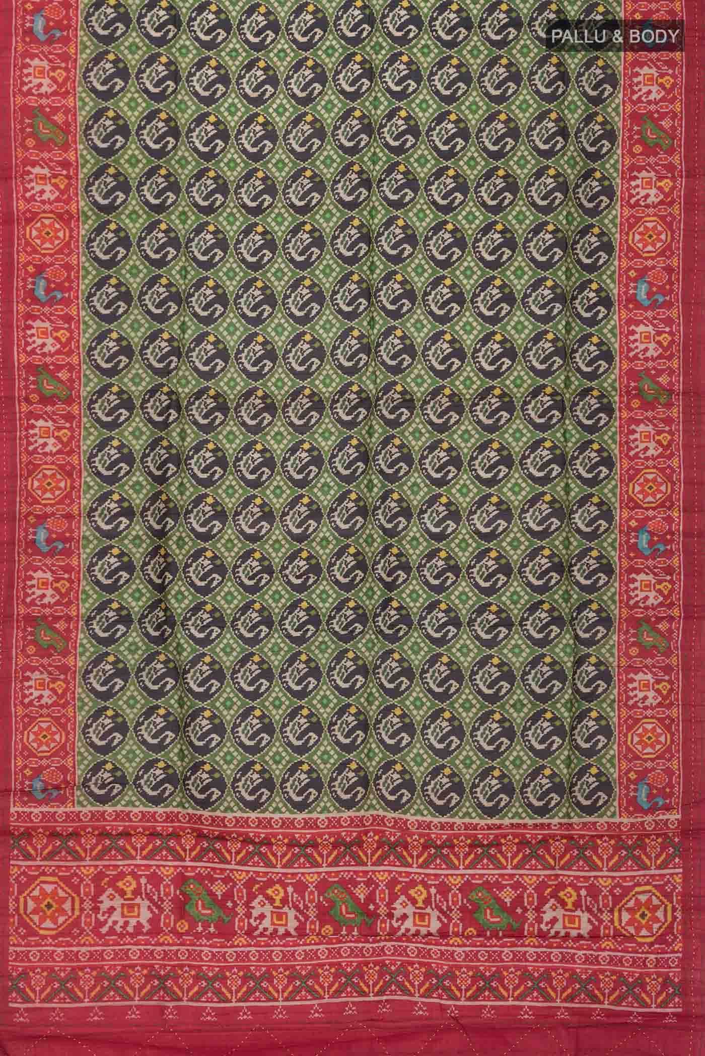 Green Tussar Silk Saree - Image 3