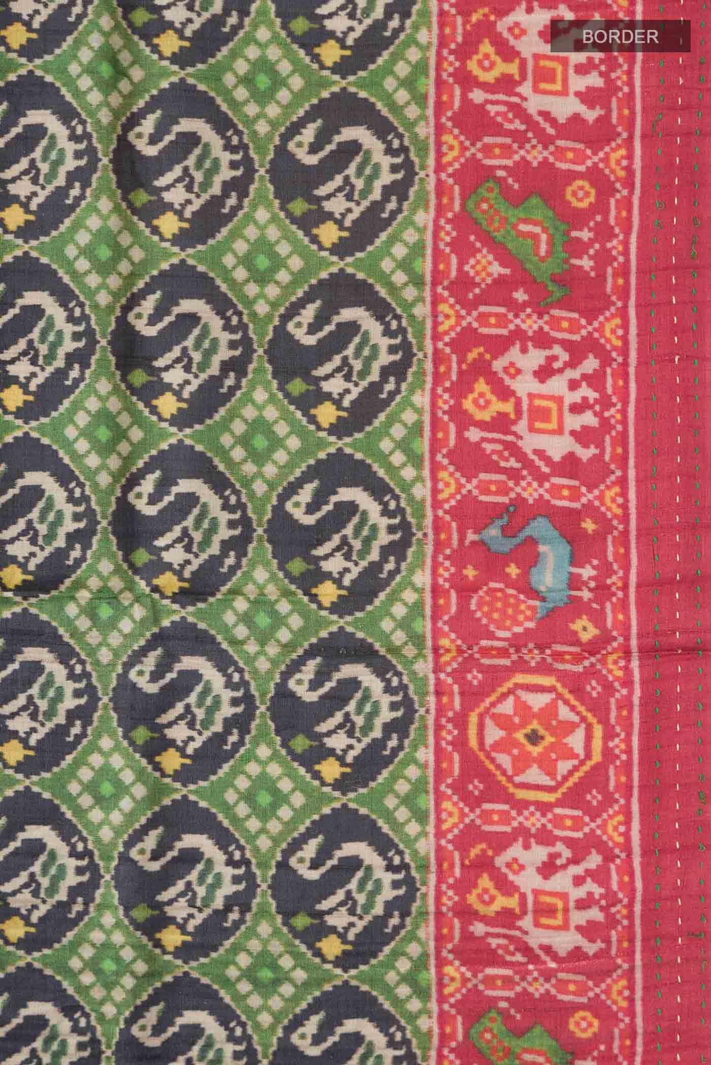 Green Tussar Silk Saree - Image 4