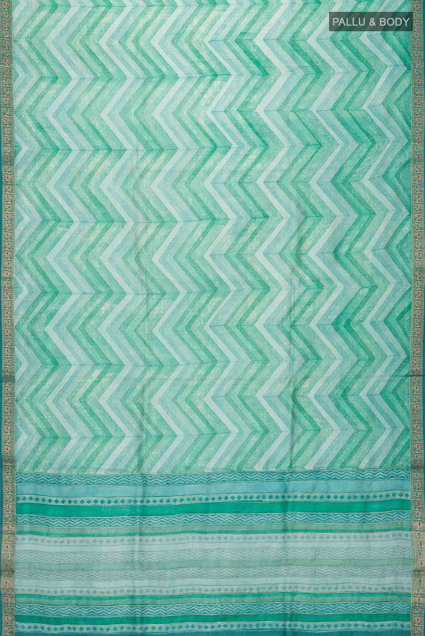 Green Tussar Silk Saree - Image 3
