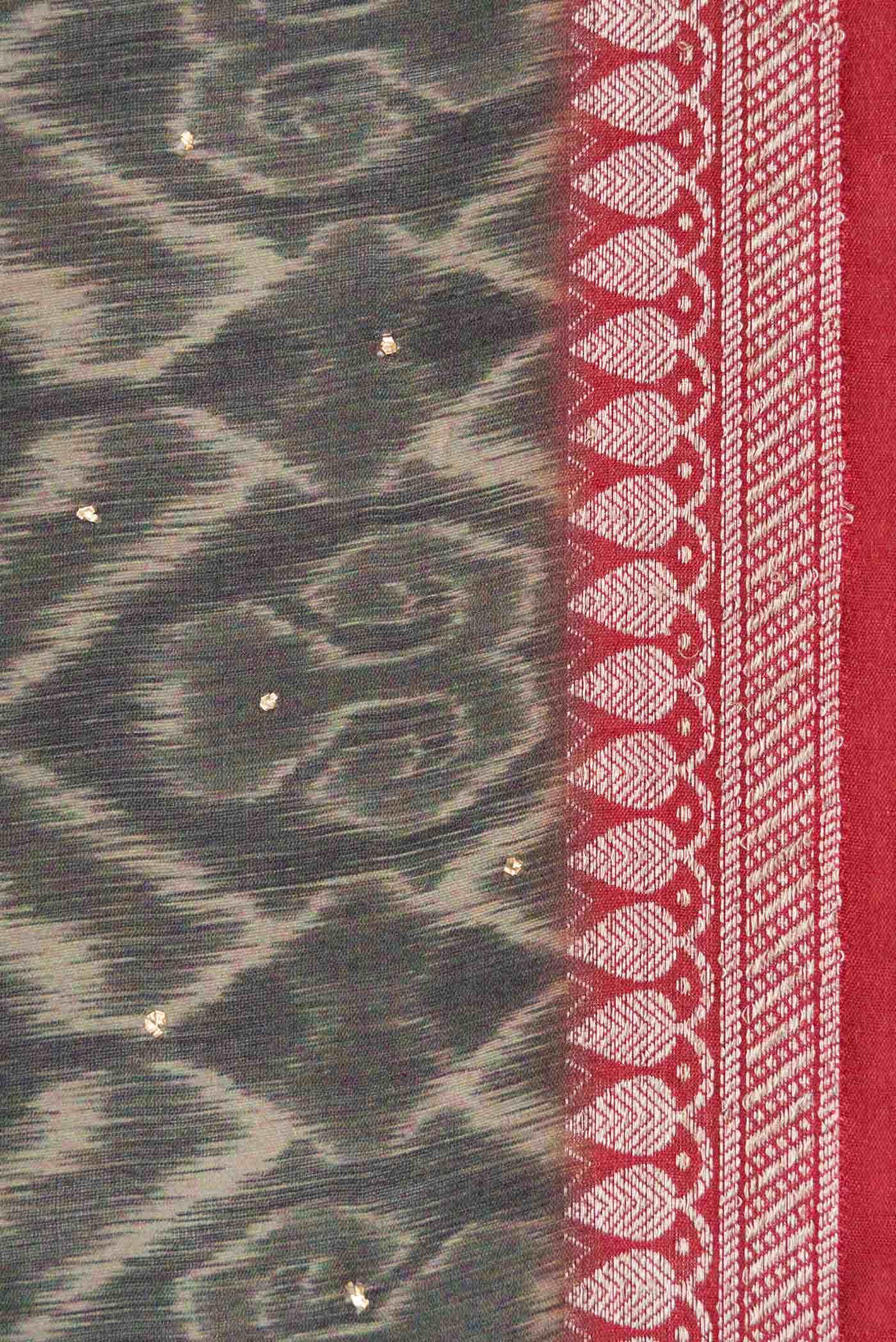 Grey Tussar Silk Saree - Image 3