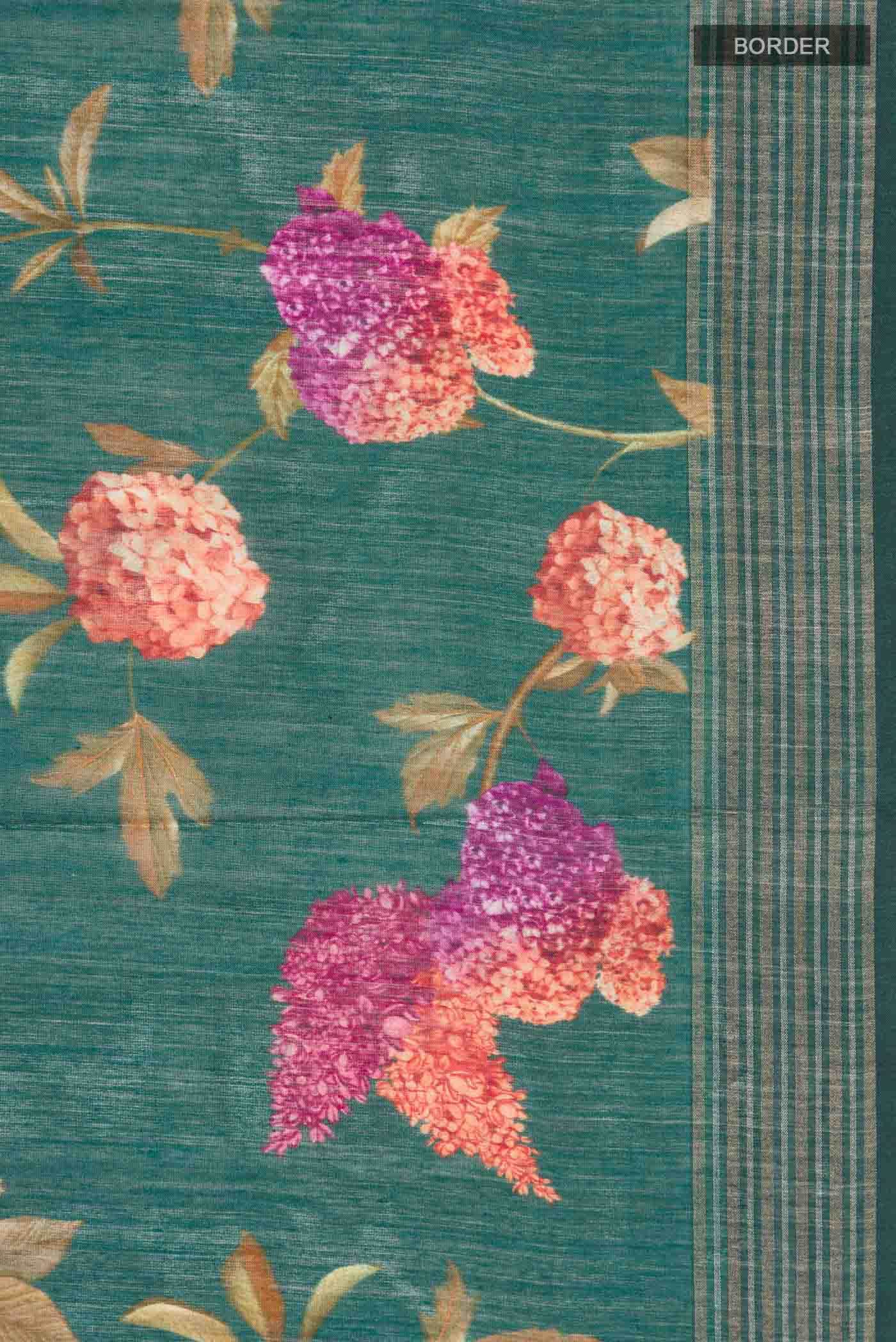 Green Tussar Silk Saree - Image 4