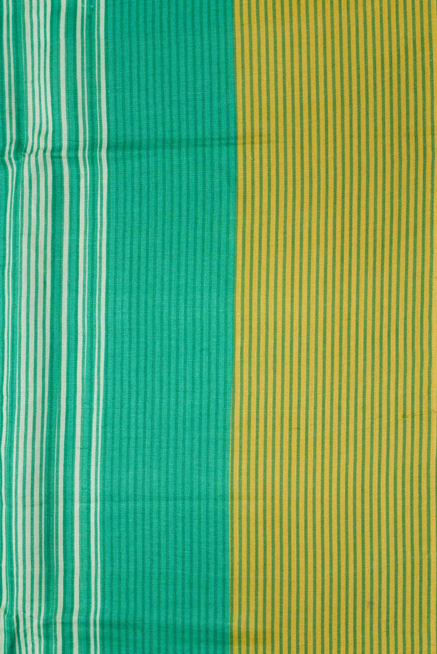 Green Tussar Silk Saree - Image 3