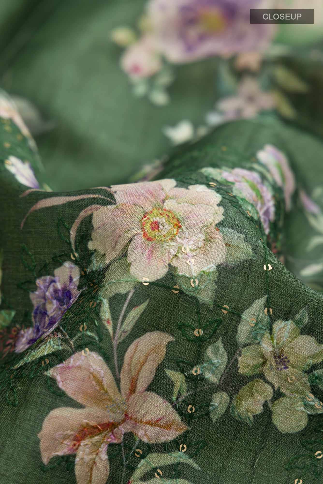 Green Tussar Silk Saree - Image 2