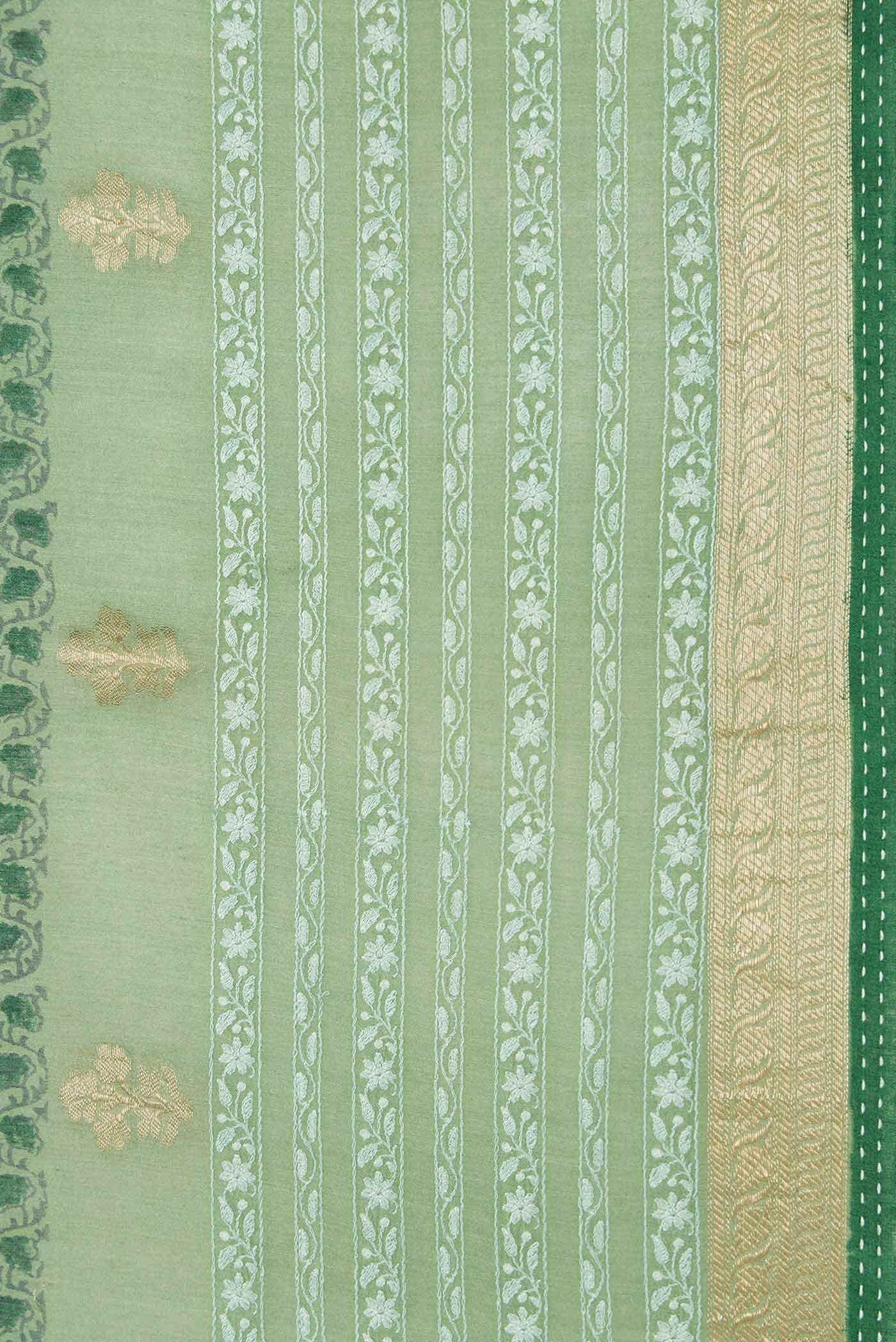 Green Tussar Silk Saree - Image 3