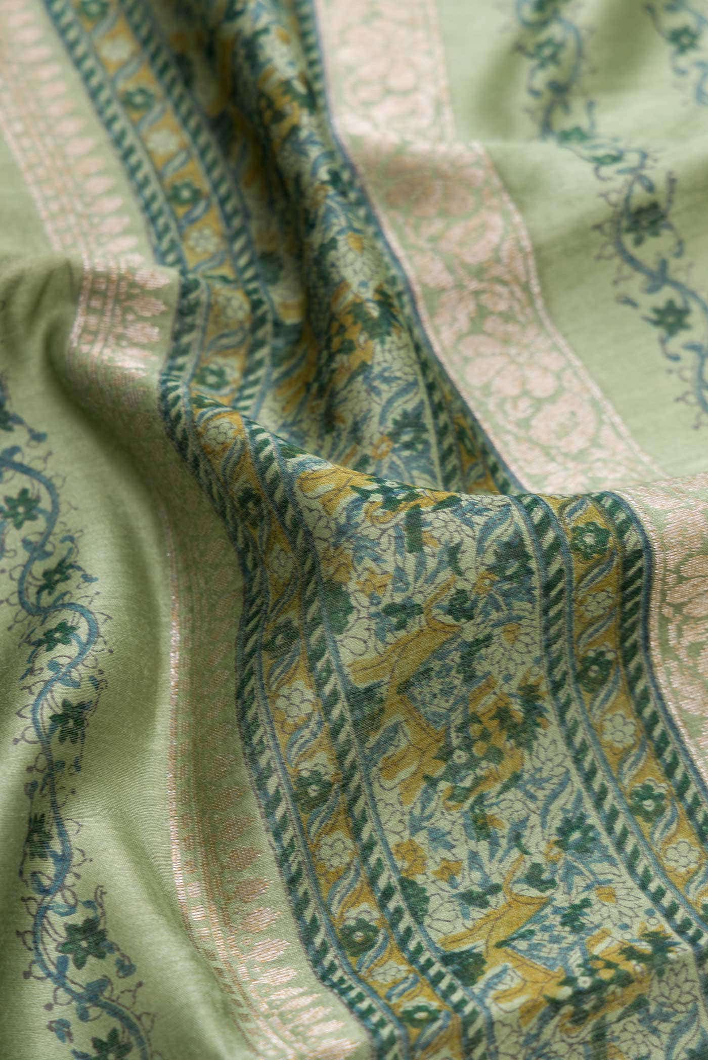 Green Tussar Silk Saree - Image 2