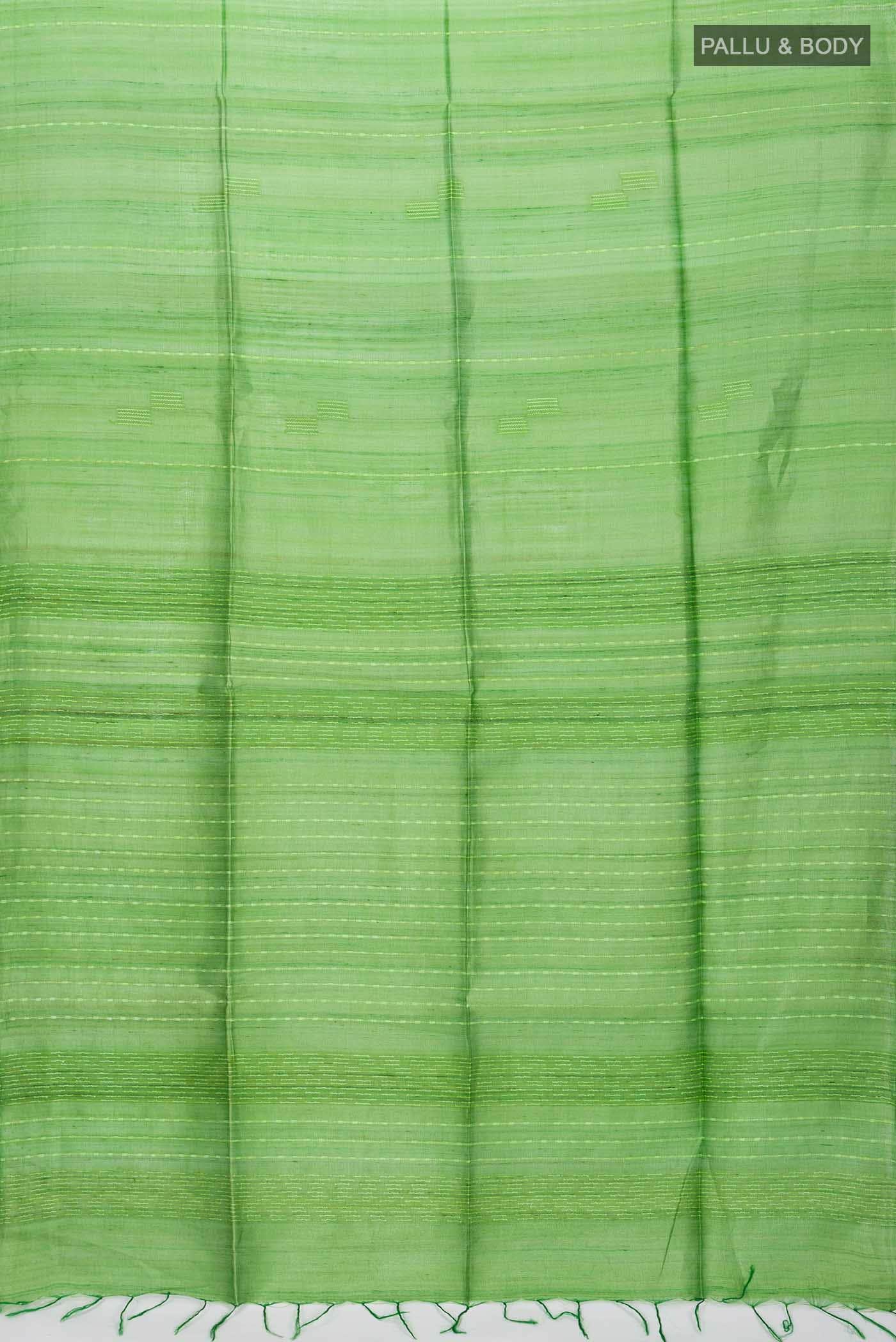 Green Tussar Silk Saree - Image 3