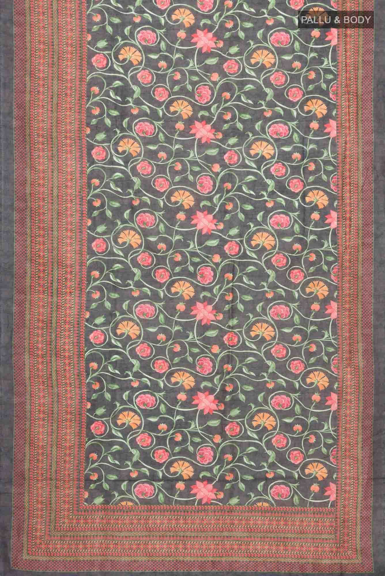 Black Tussar Silk Saree - Image 3