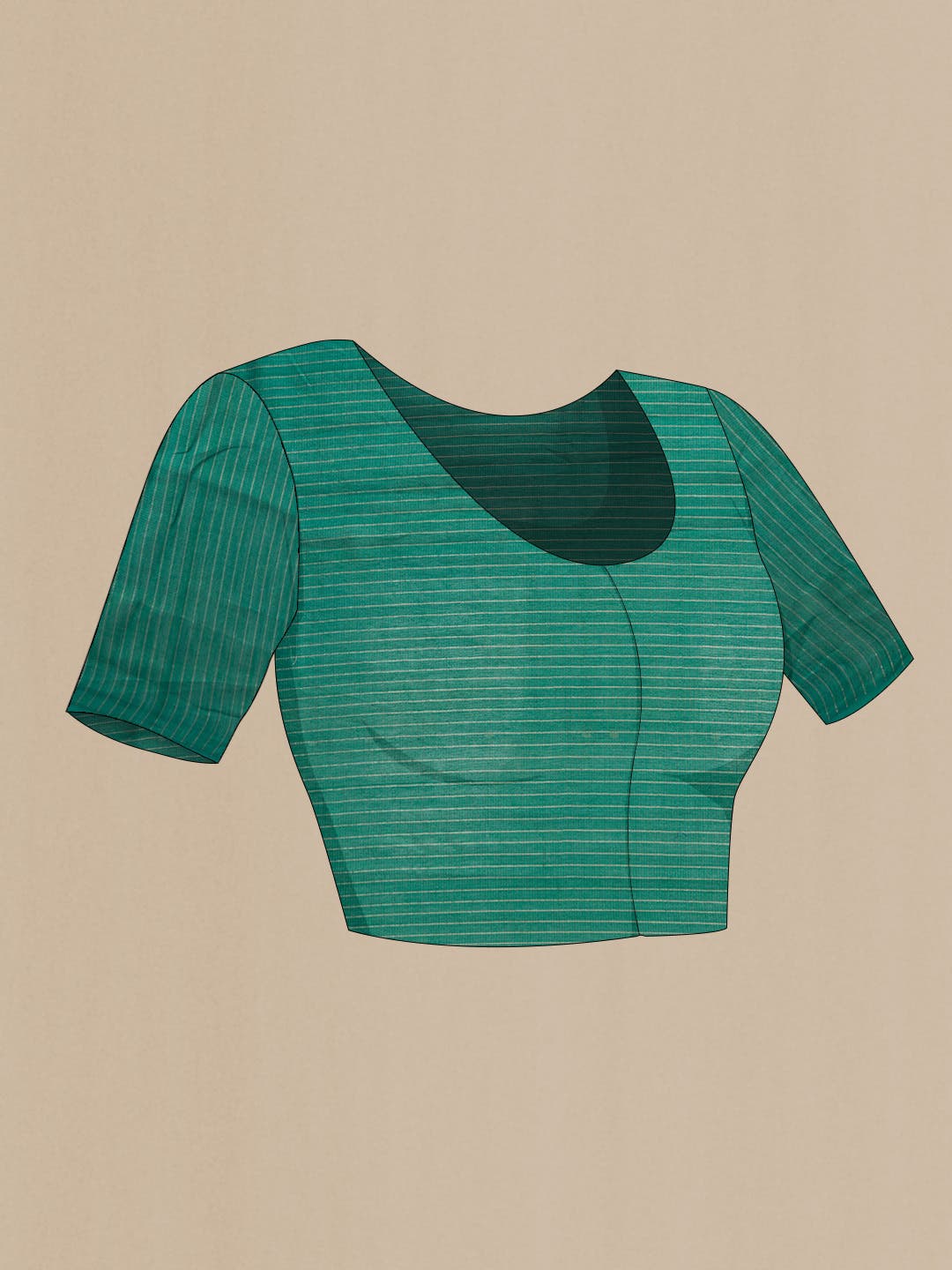 Teal Tussar Silk Saree - Image 4