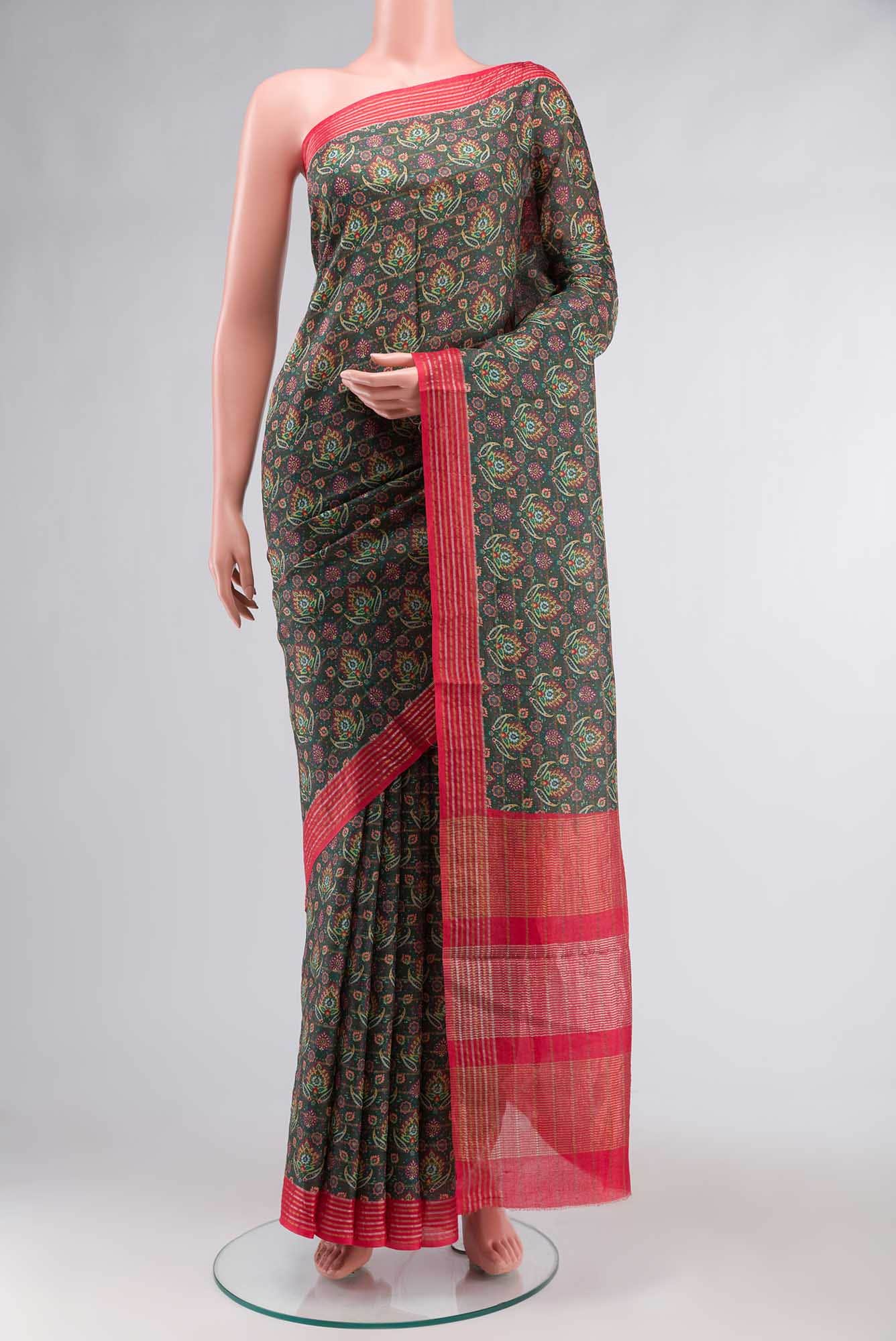 Davys Grey Tussar Silk Saree