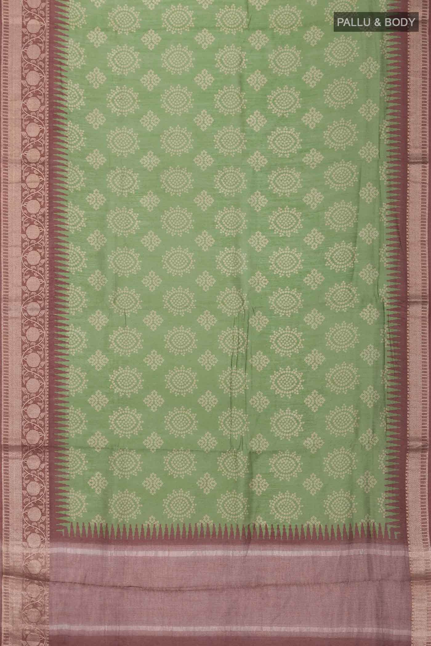 Green Tussar Silk Saree - Image 3