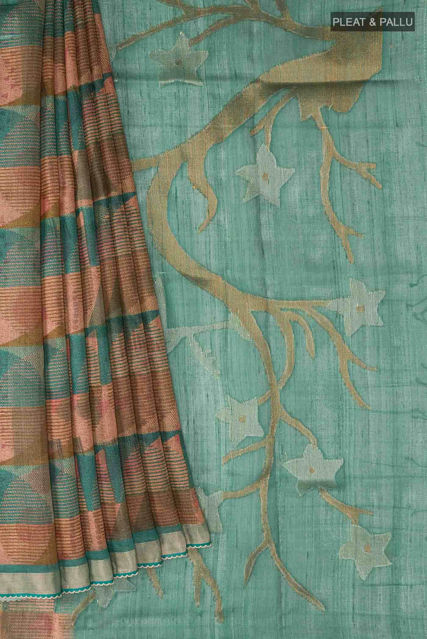 Multi Color Tussar Silk Saree - Image 2