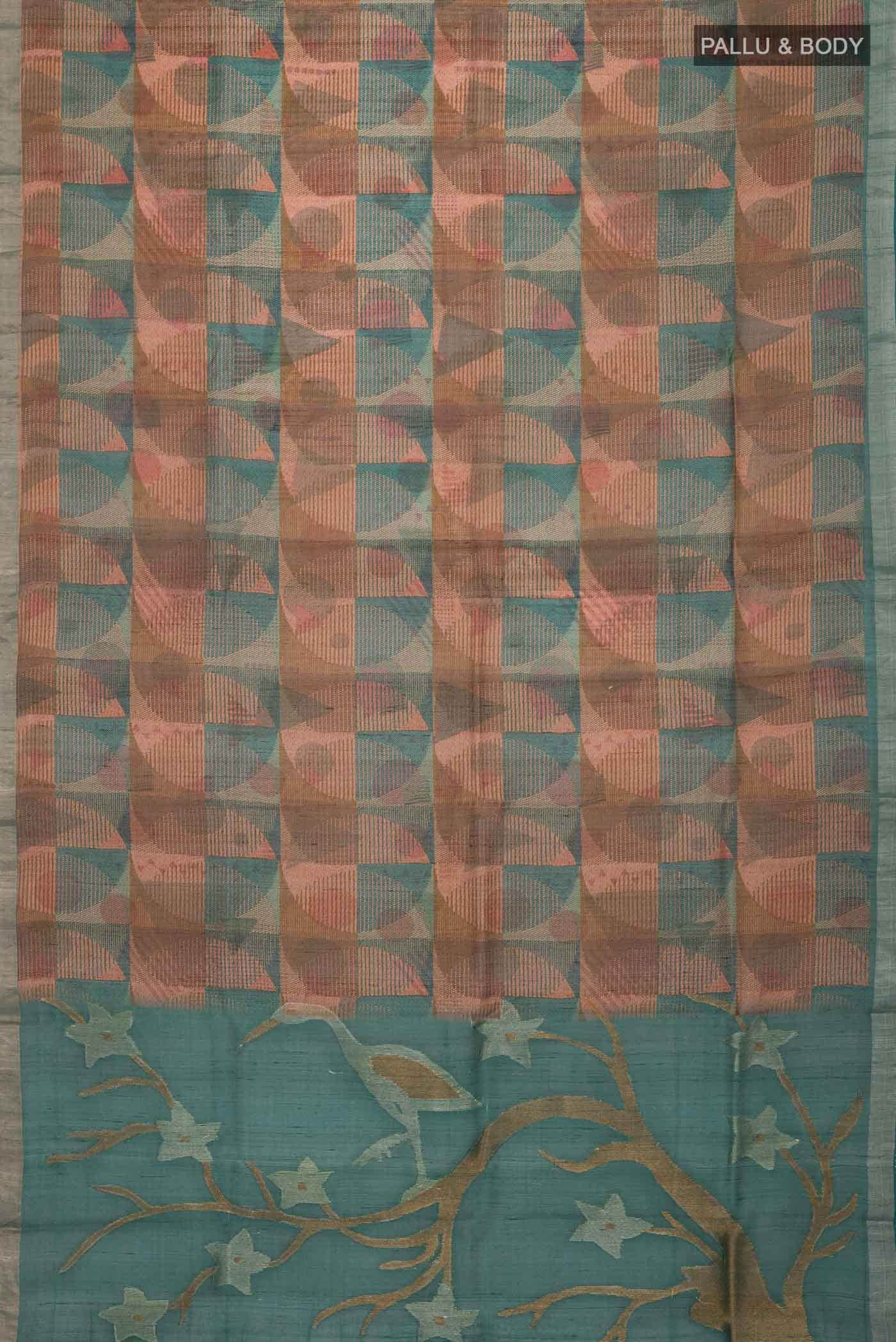 Multi Color Tussar Silk Saree - Image 4