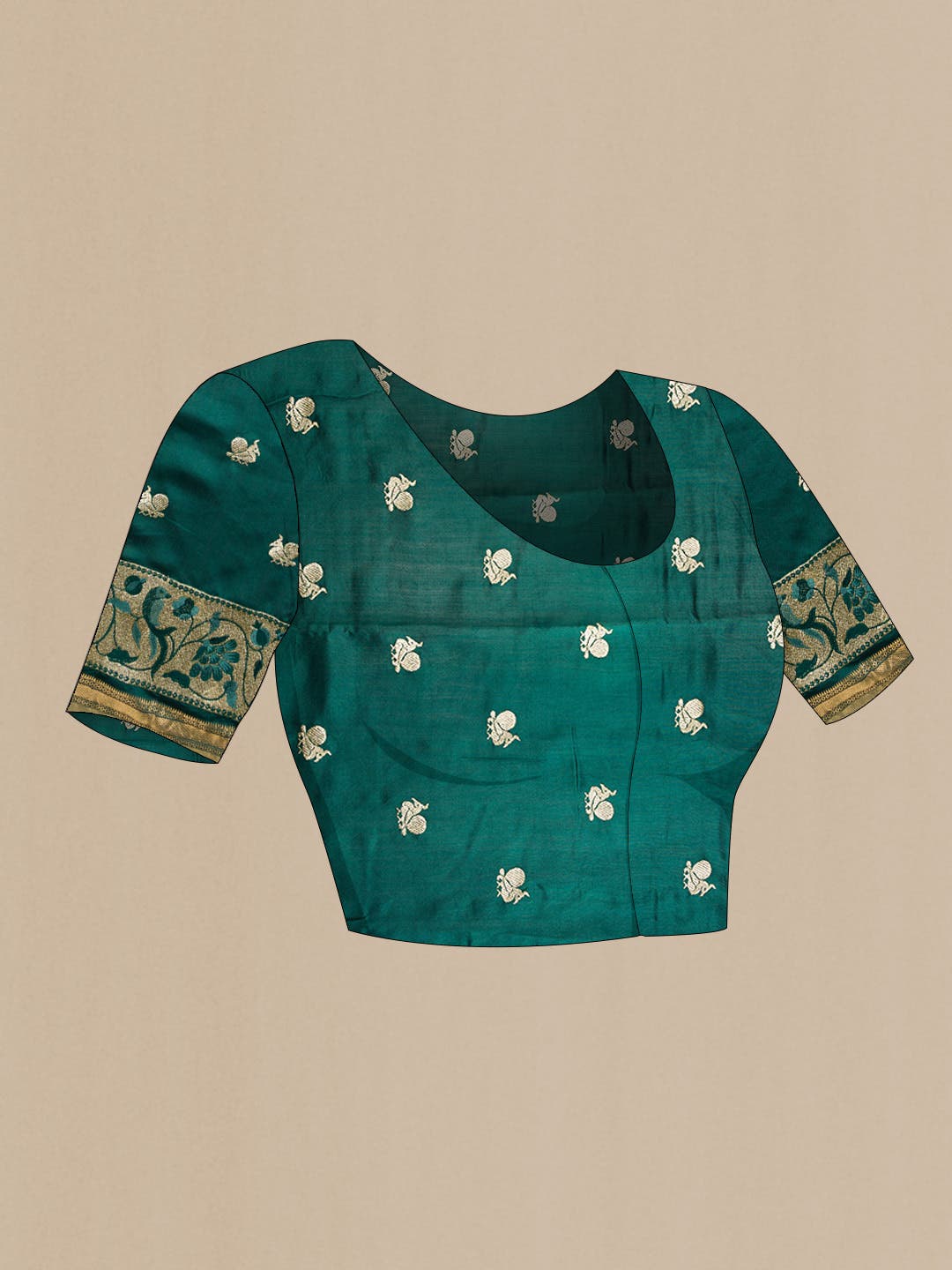 Bottle Green Tussar Silk Saree - Image 6