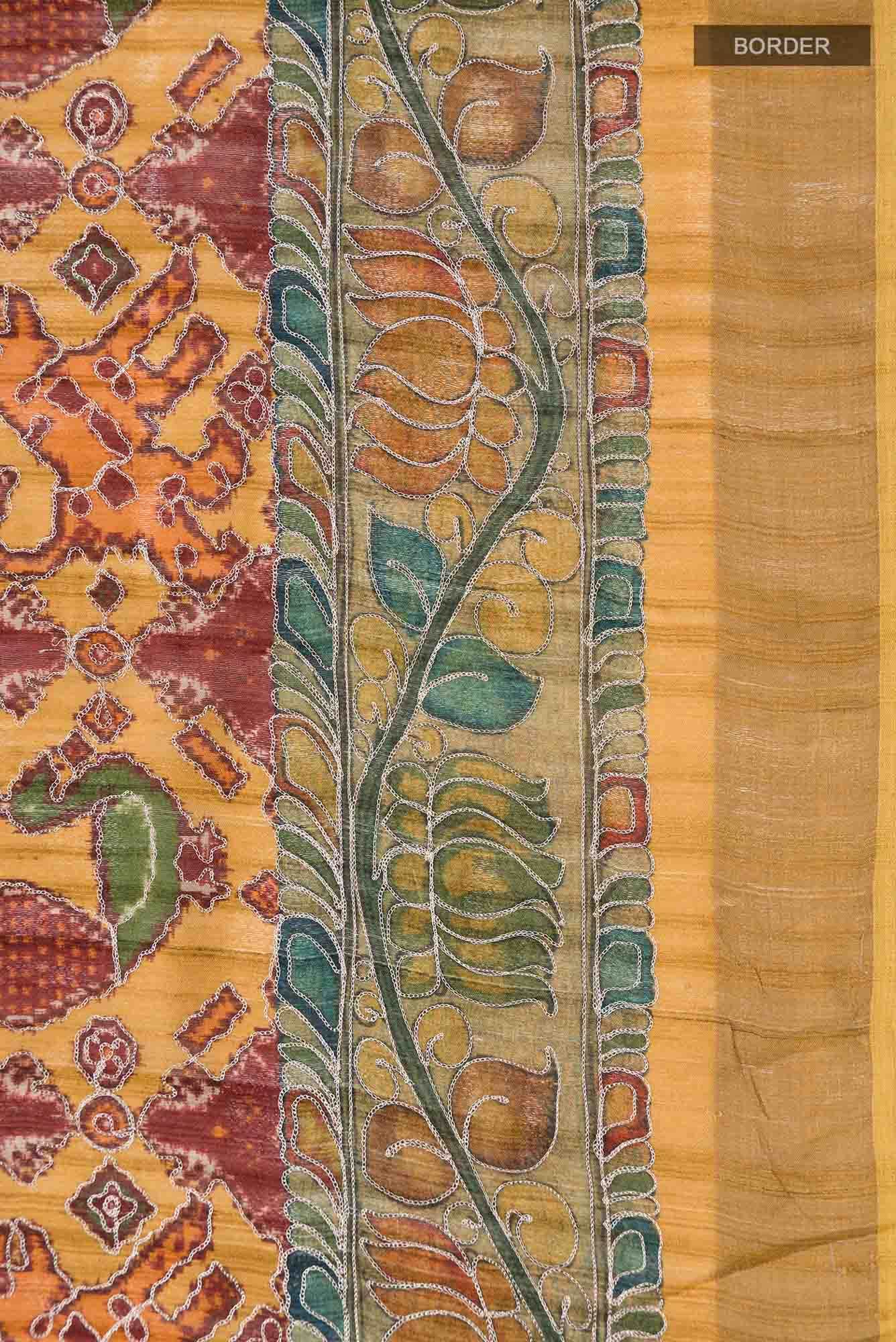 Mustard Tussar Silk Saree - Image 5