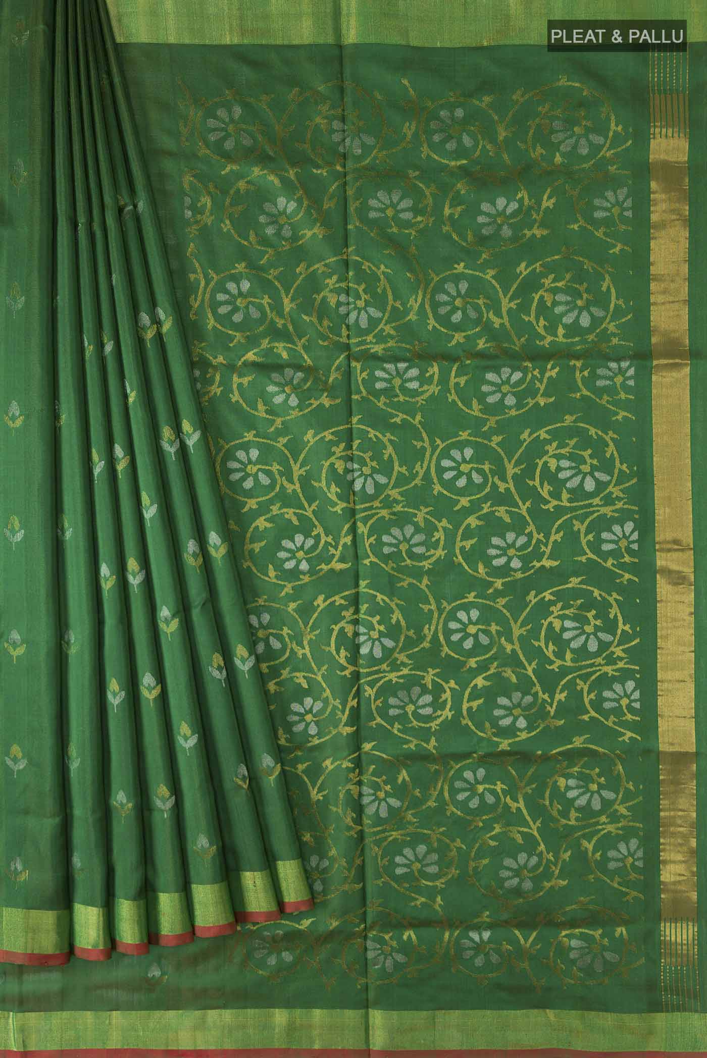 Green Uppada Silk Saree - Image 4