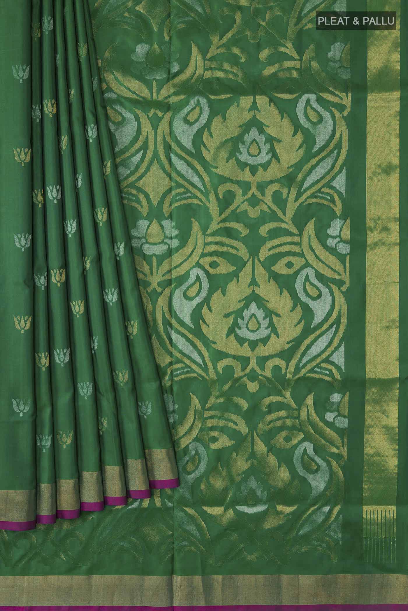 Green Uppada Silk Saree - Image 4