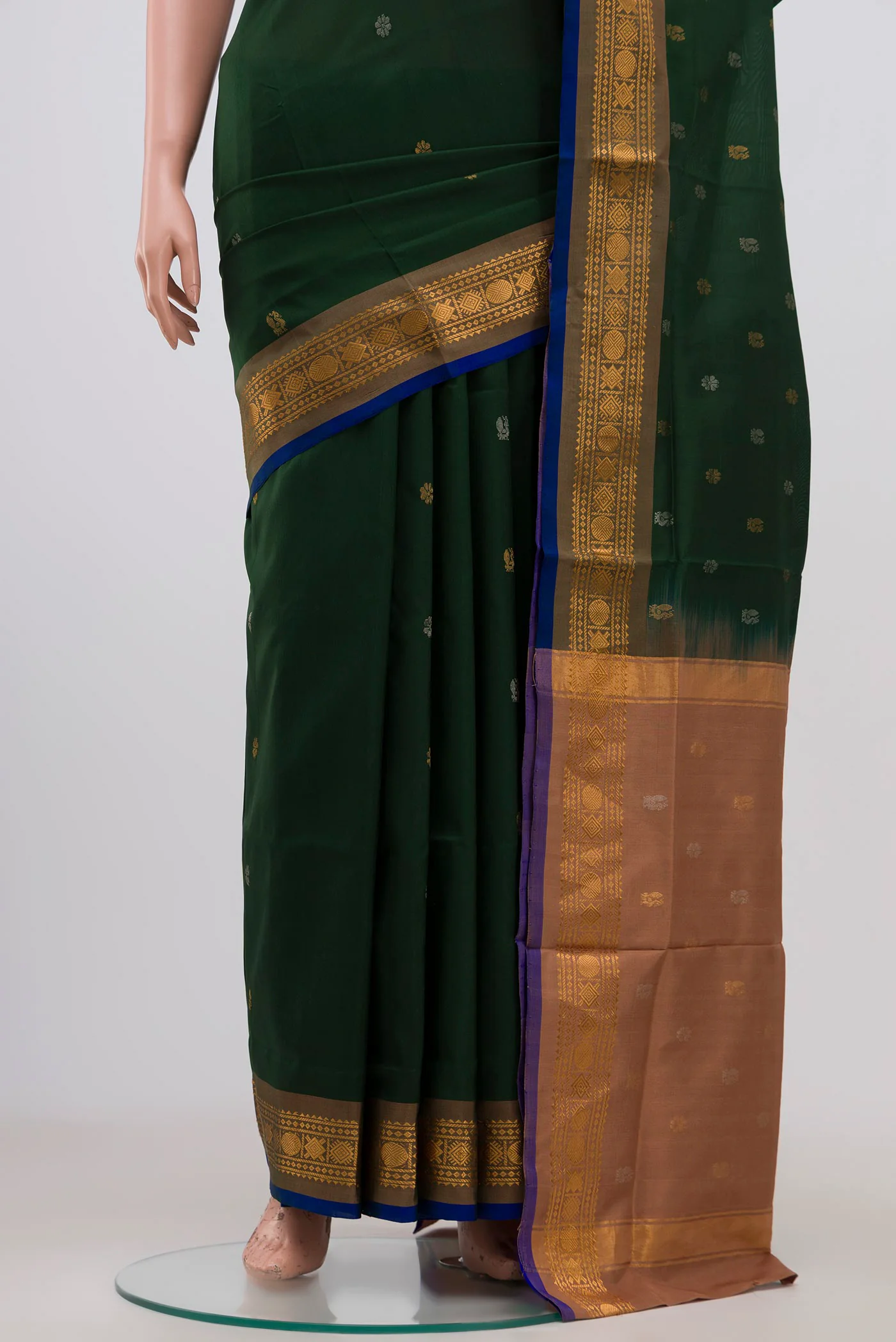 Bottle Green Uppada Silk Saree - Image 3