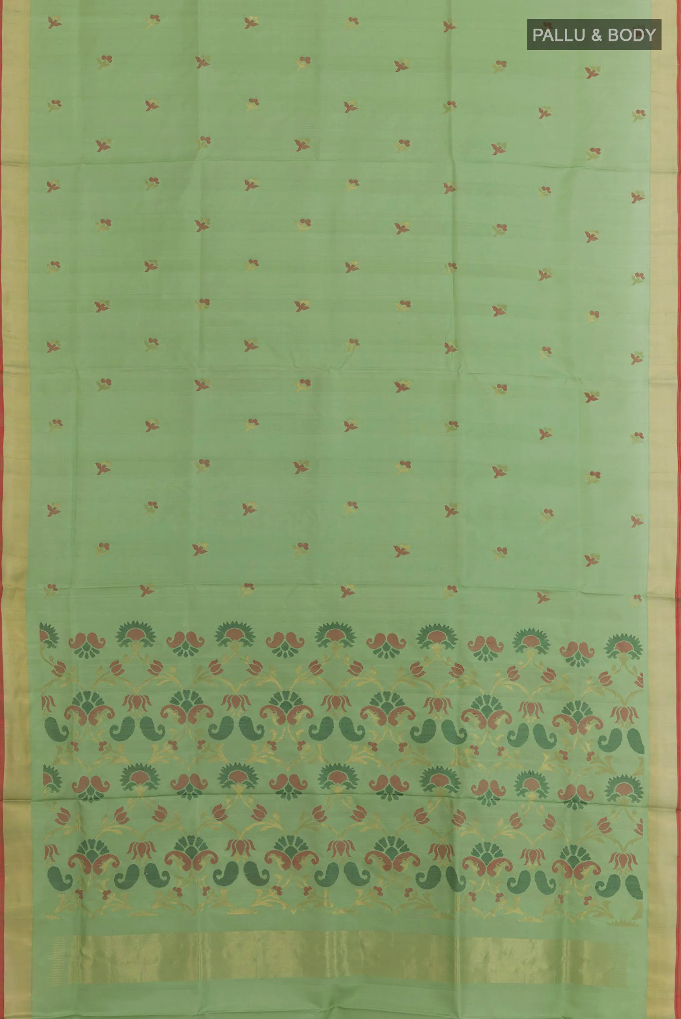 Sage Green Uppada Silk Saree - Image 3