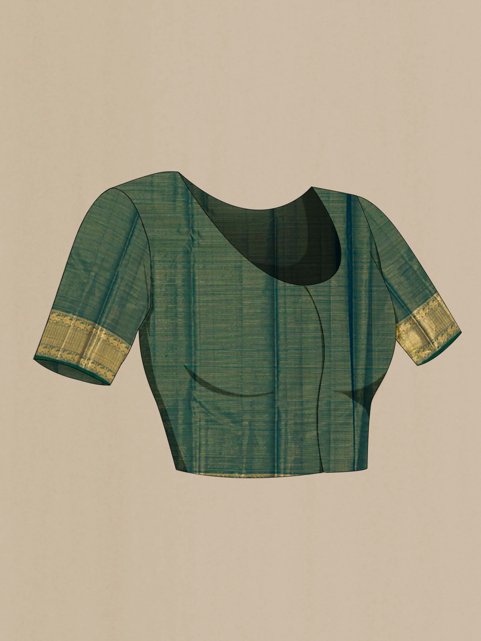 Green With Blue Color Kanchipuram Silk Saree - Image 4