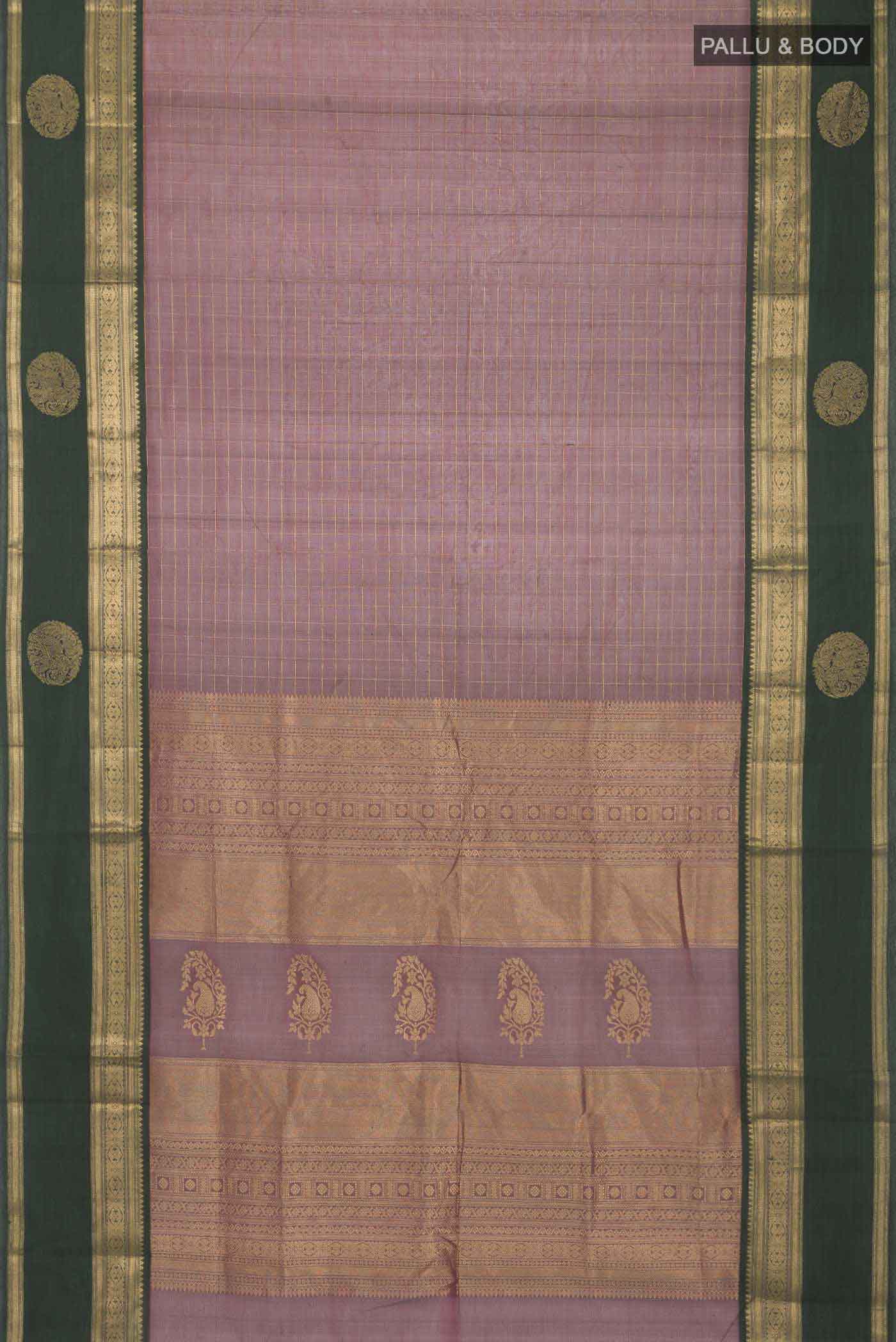 Green with Pink Color Silk Cotton Saree - Image 5