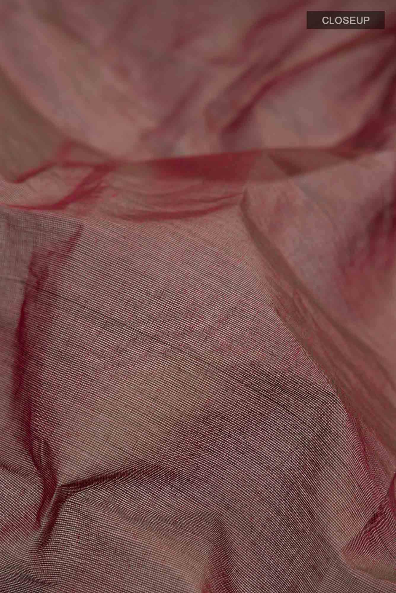 Green with Red Dual Tone Kanchi Cotton Saree - Image 3