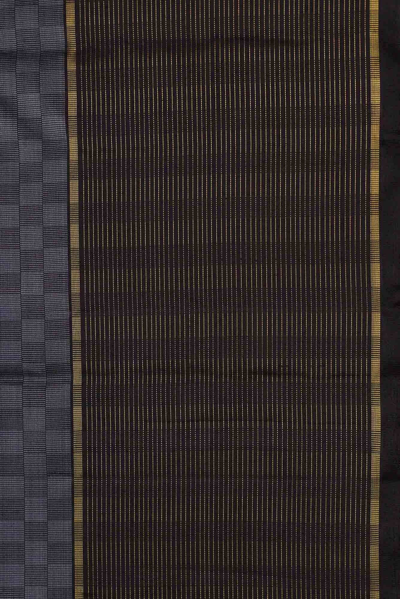 Pure Silk Pure Zari Grey and Black Dual Tone Kanjivaram Saree - Image 5