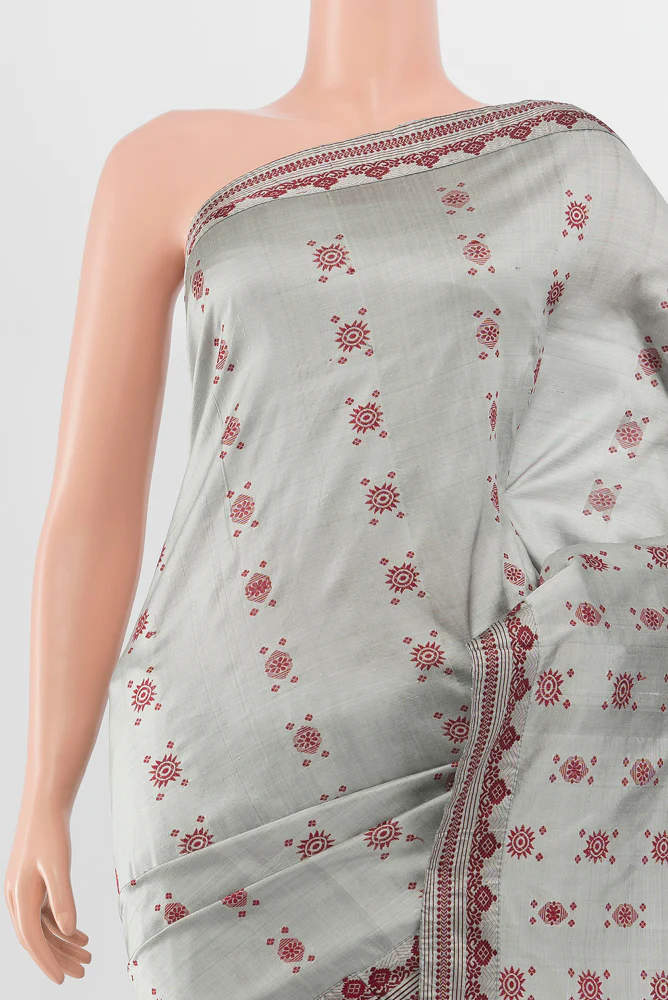 Grey Assam Silk Saree - Image 2