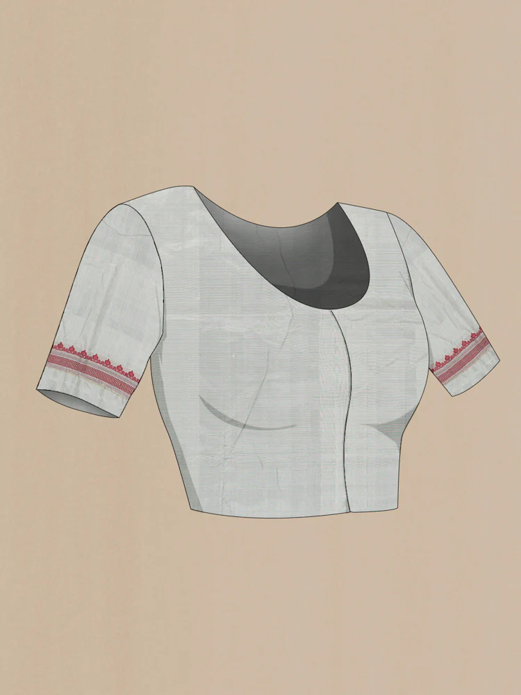 Grey Assam Silk Saree - Image 4