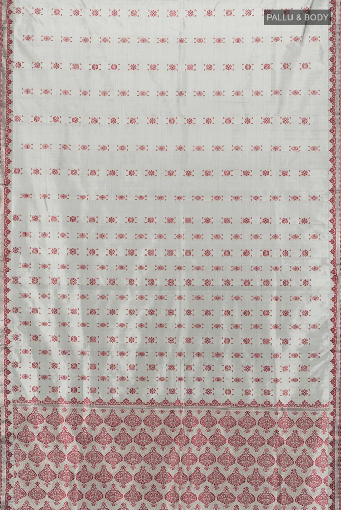 Grey Assam Silk Saree - Image 5