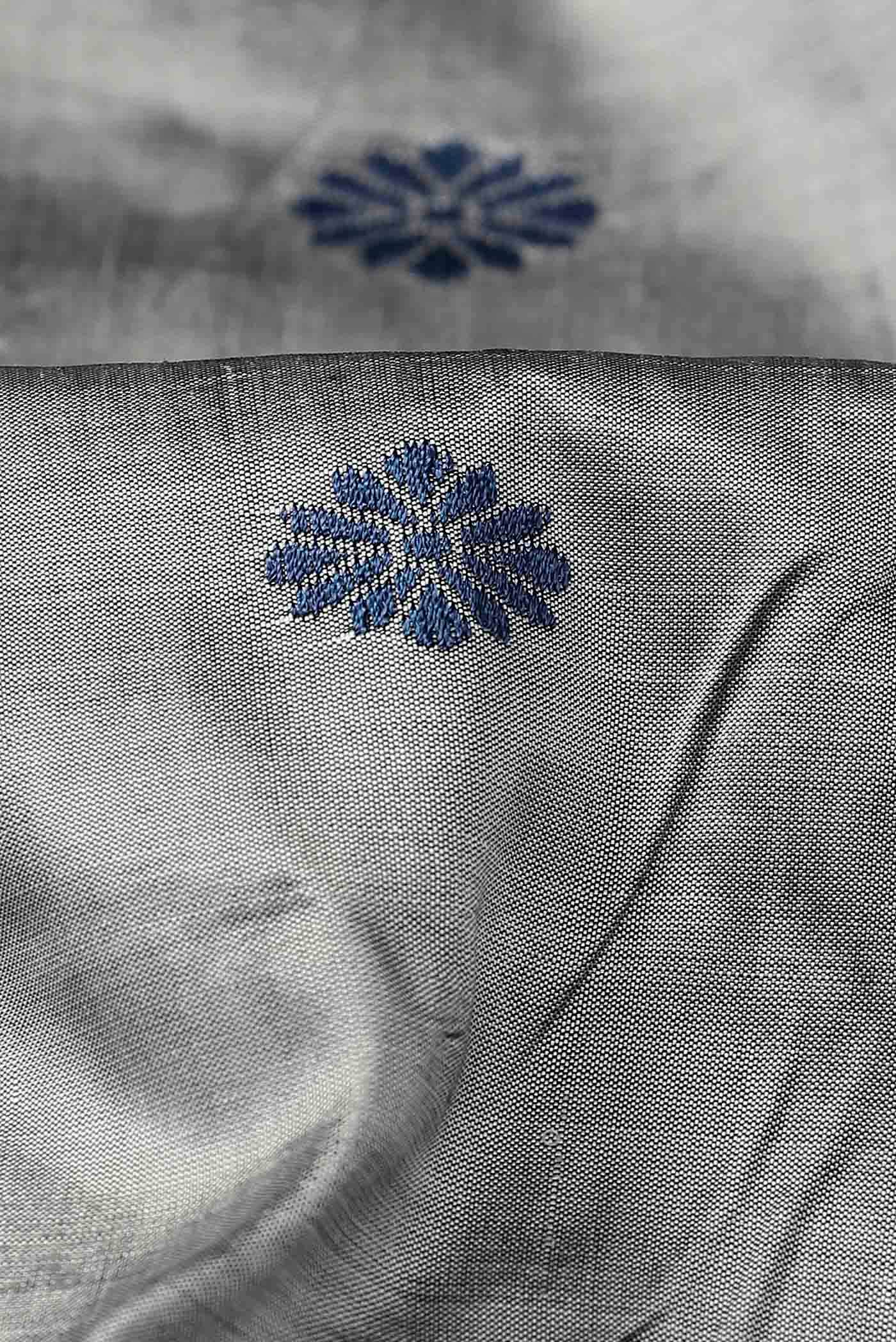 Grey Assam Silk Saree - Image 3