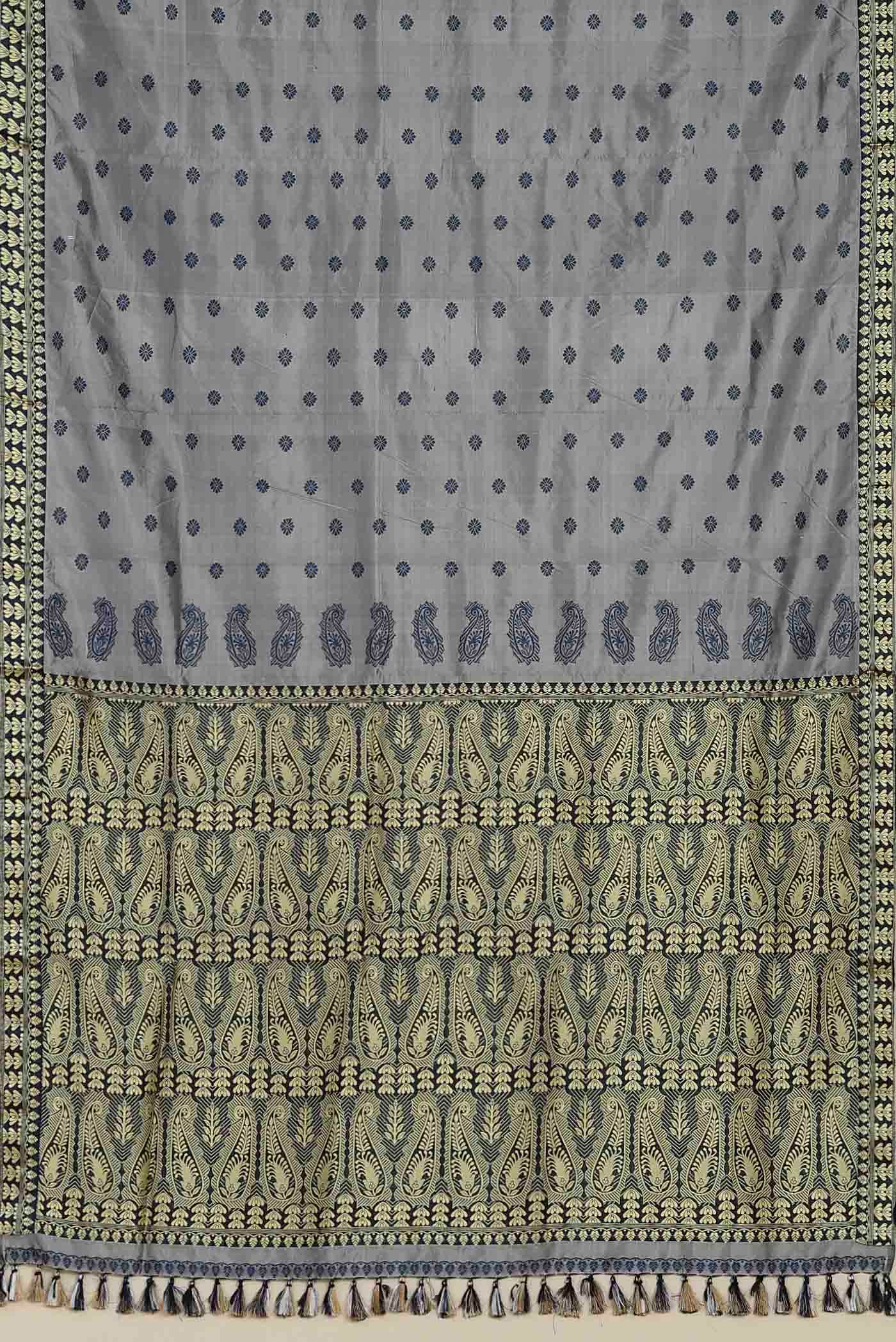 Grey Assam Silk Saree - Image 4