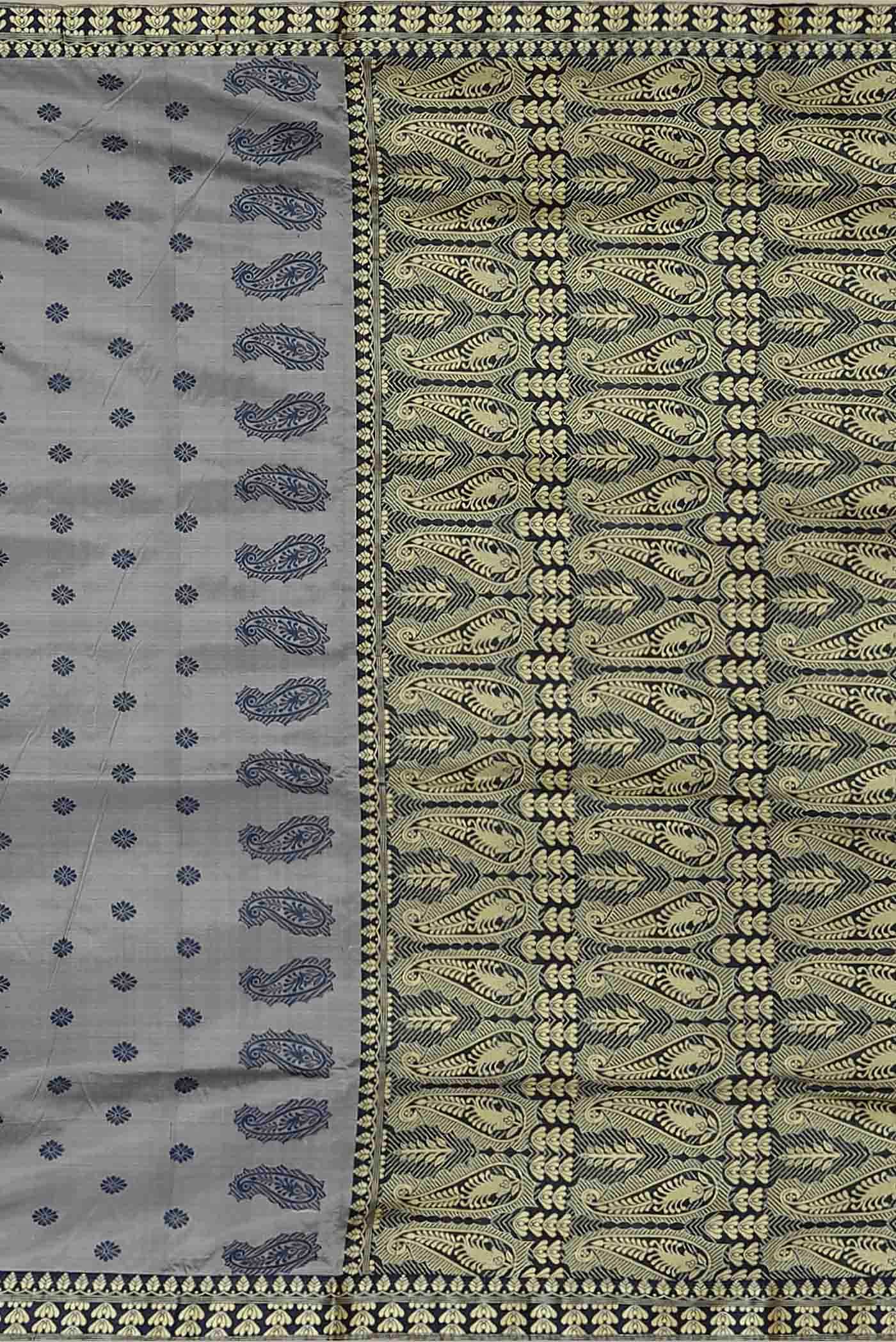Grey Assam Silk Saree - Image 5