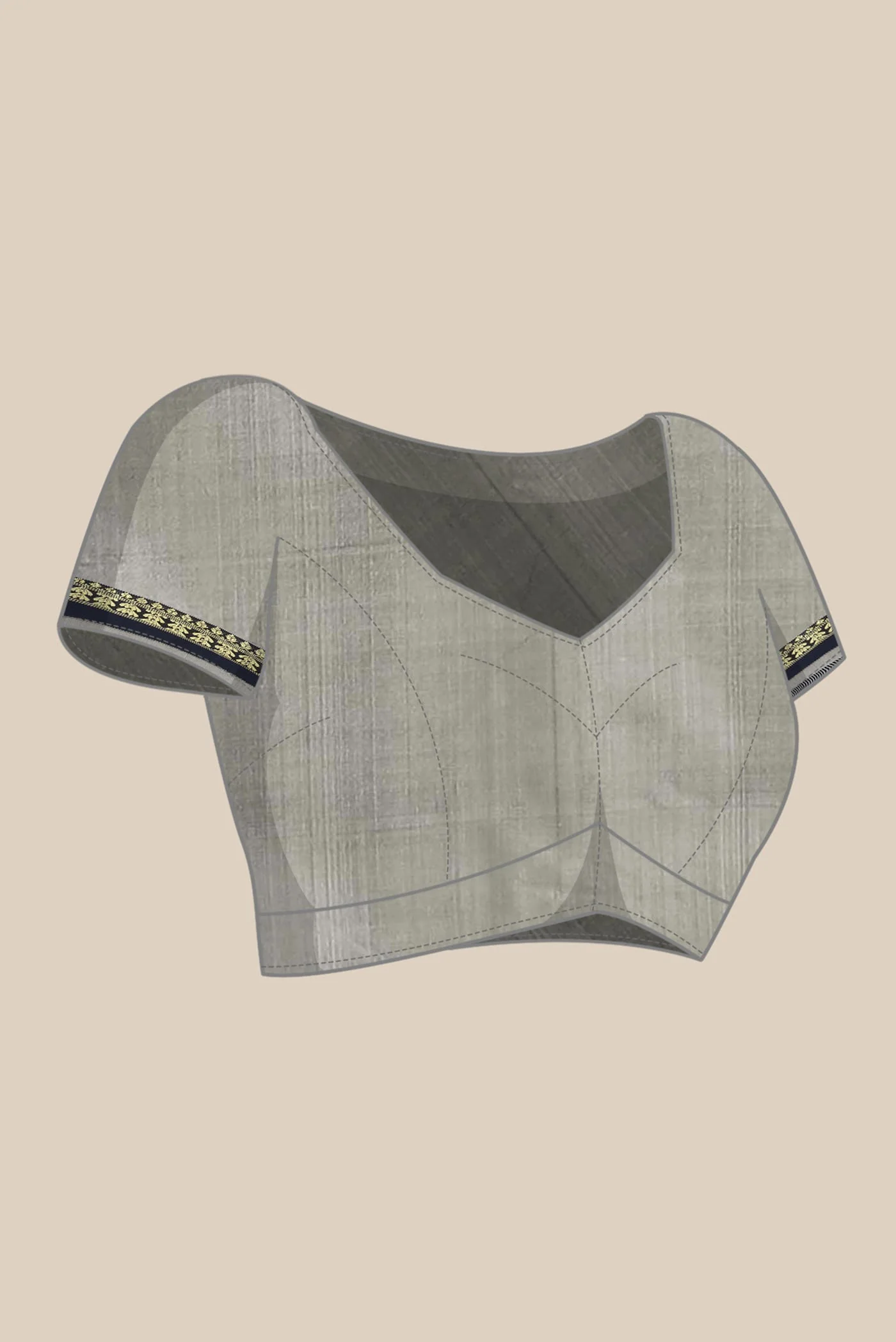 Grey Assam Silk Saree - Image 7