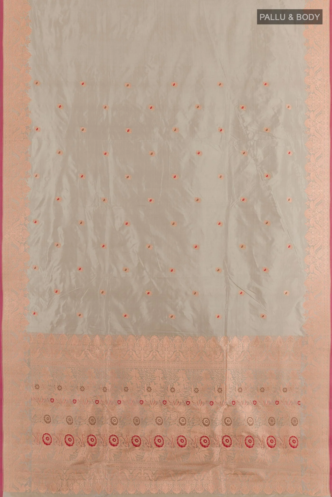 Grey Banarasi Katan Silk Saree - Image 3