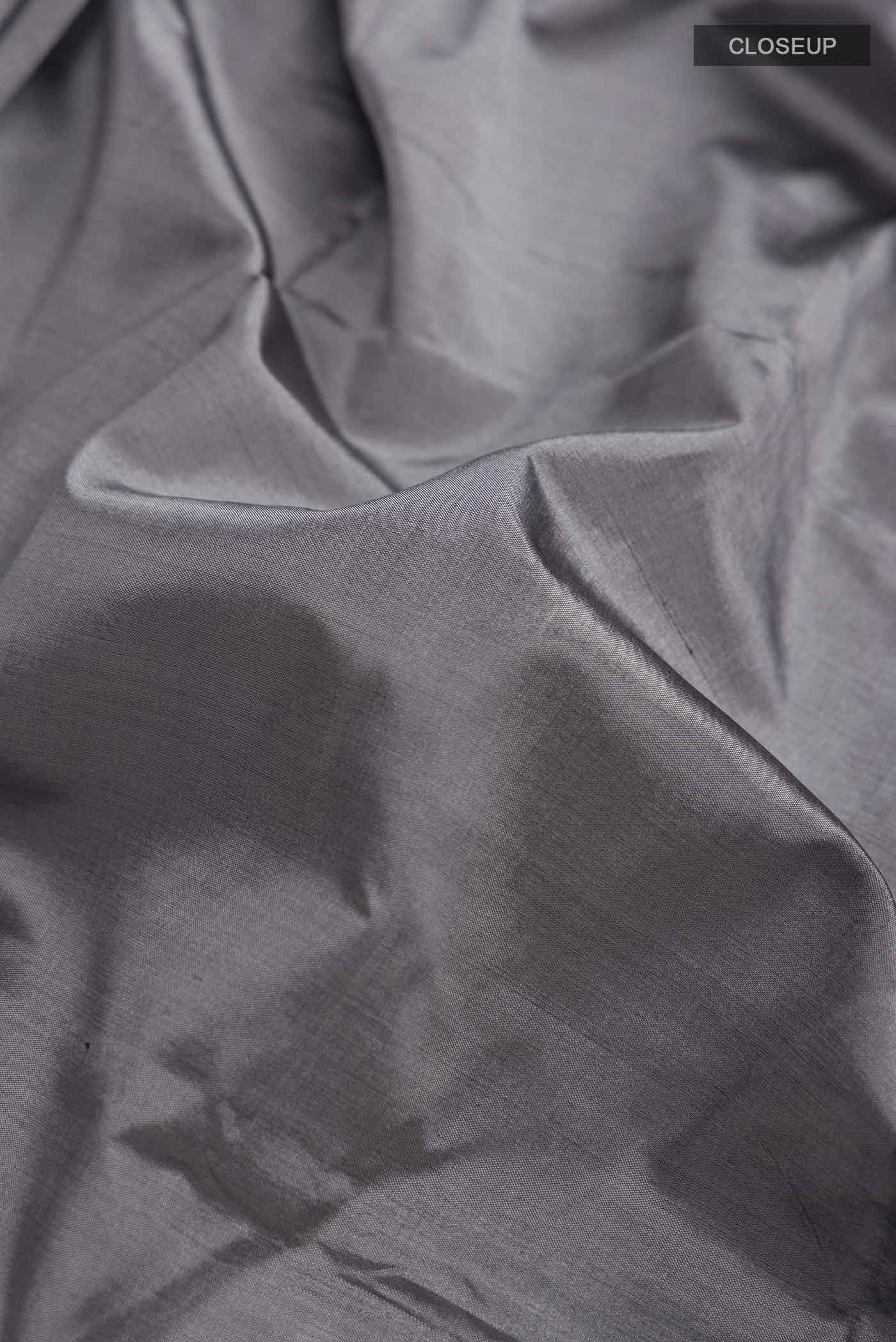 Grey Banarasi Katan Silk Saree - Image 2