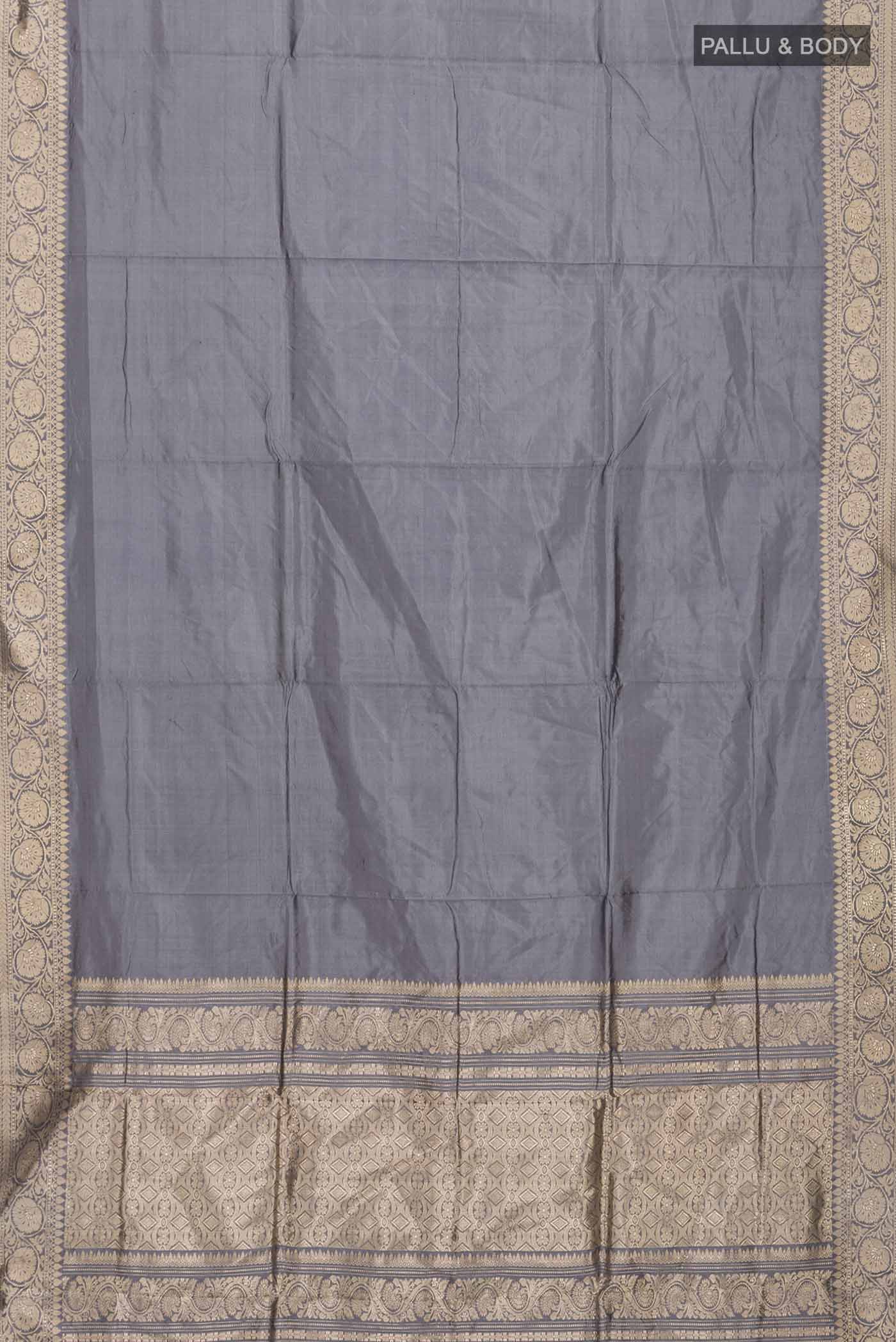 Grey Banarasi Katan Silk Saree - Image 5