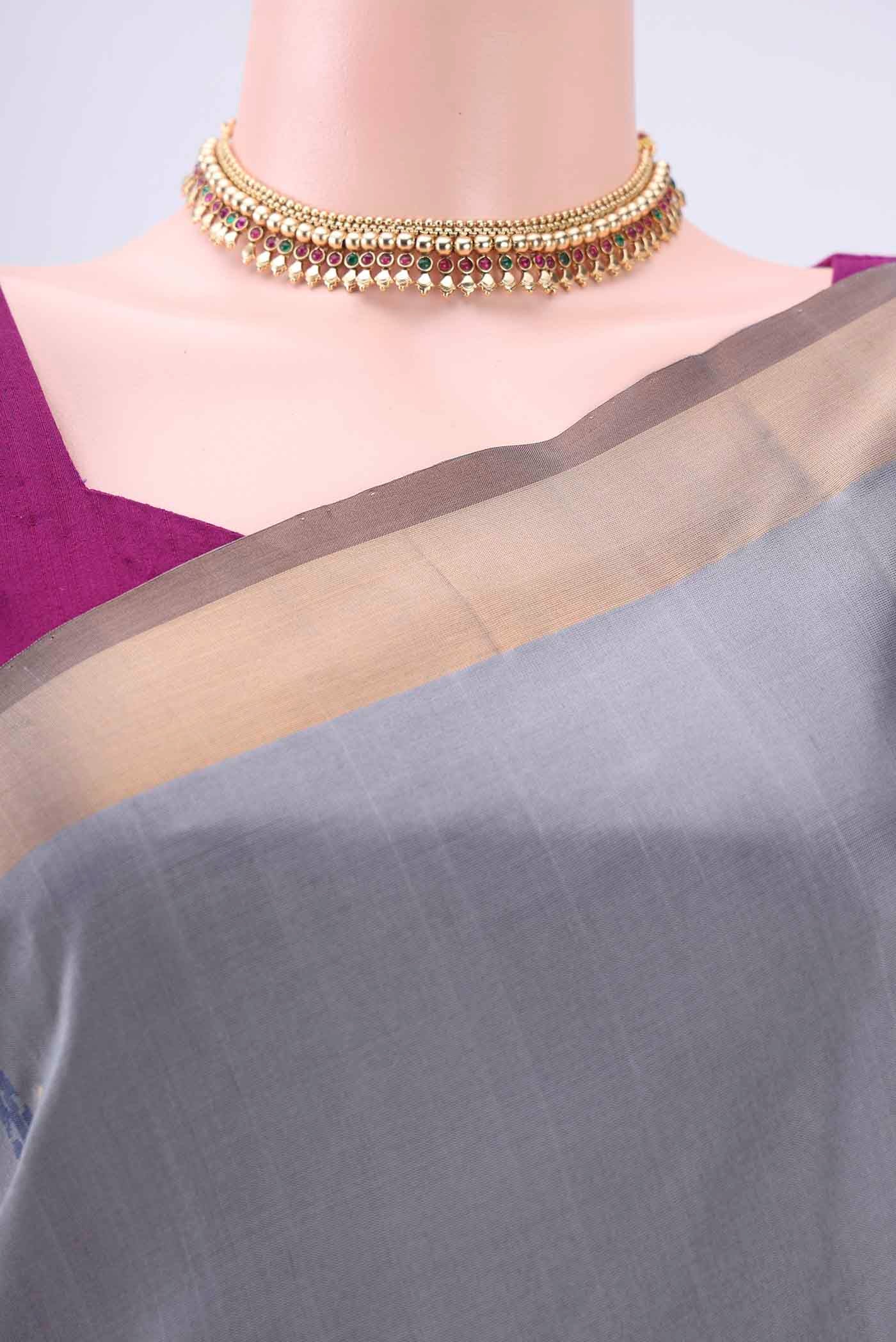 Blue Grey Uppada Silk Saree - Image 2
