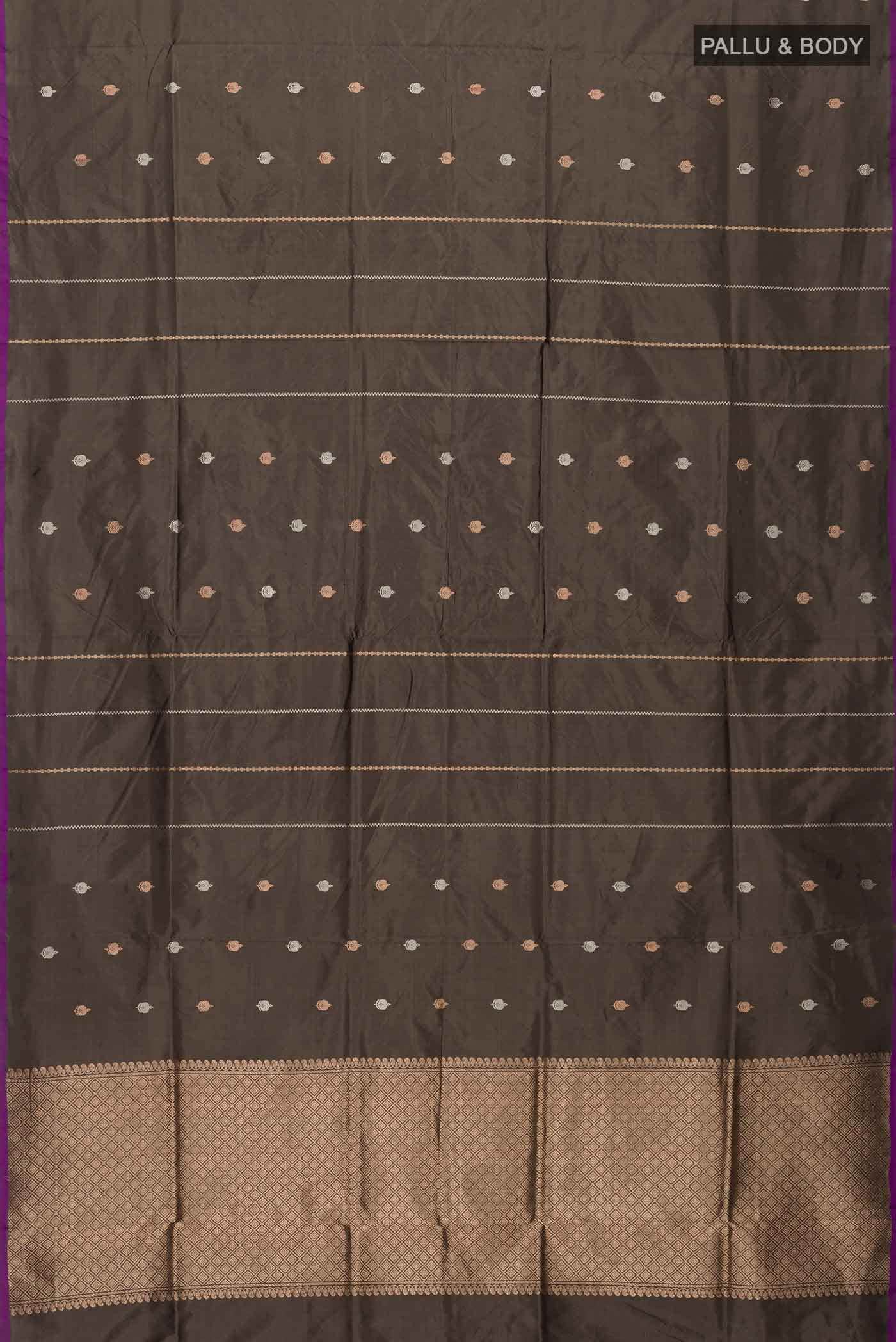 Grey Banarasi Katan Silk Saree - Image 3