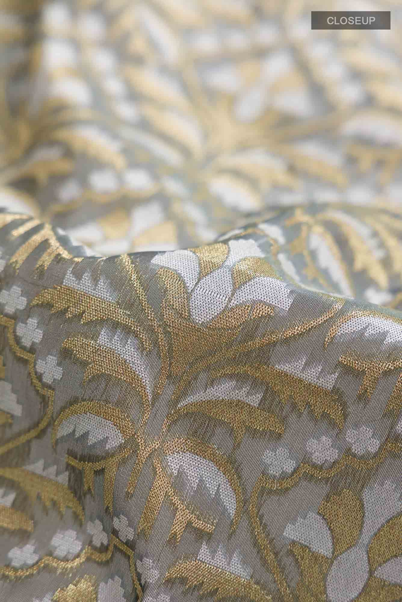 Grey Banarasi Kora Silk Saree - Image 2