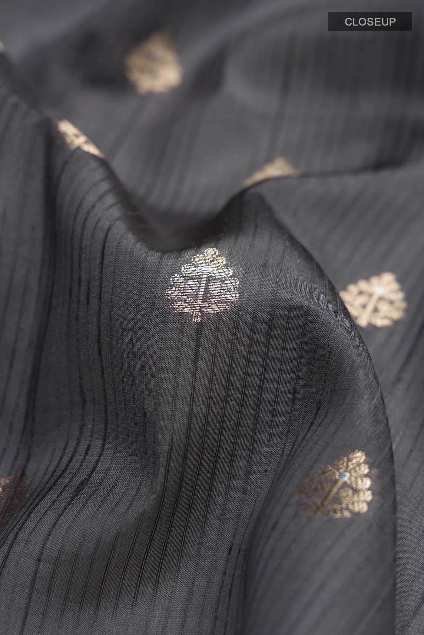 Grey Banarasi Raw Silk Saree - Image 2