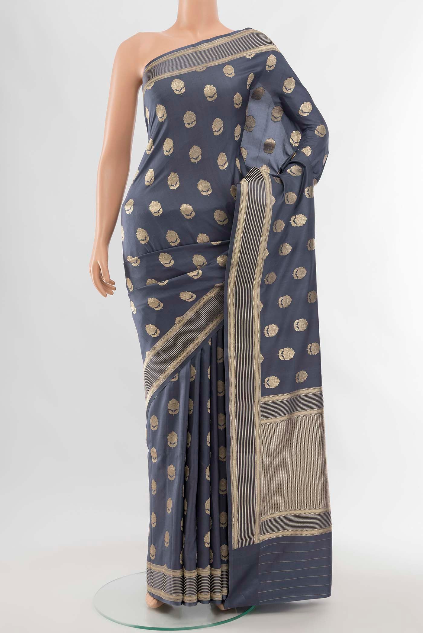 Grey Banarasi Silk Saree