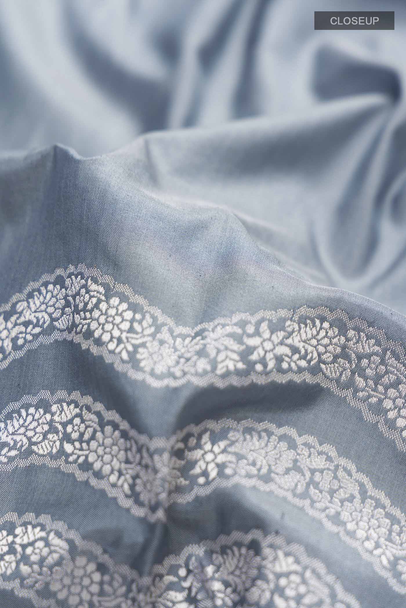 Grey Banarasi Silk Saree - Image 2