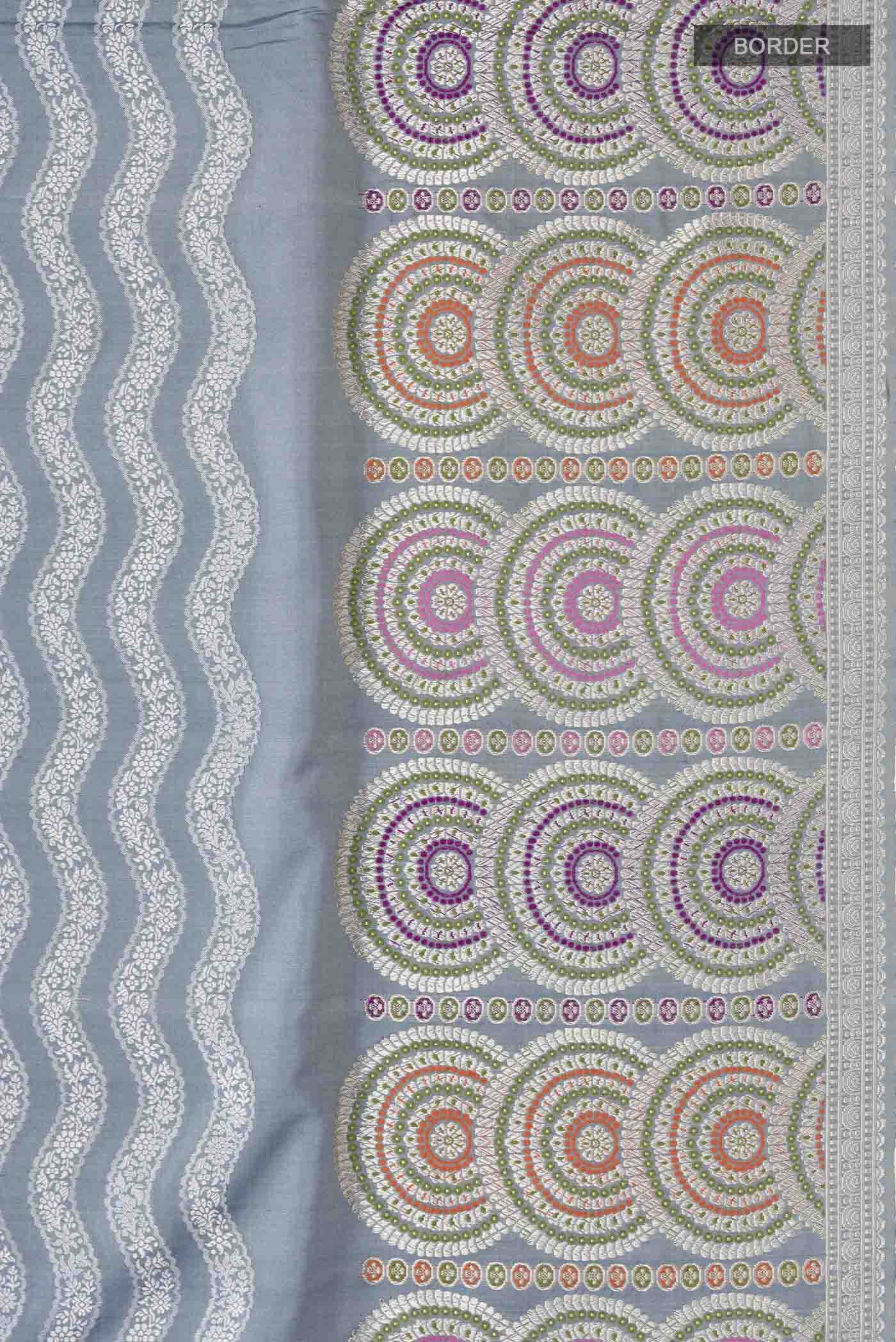 Grey Banarasi Silk Saree - Image 3