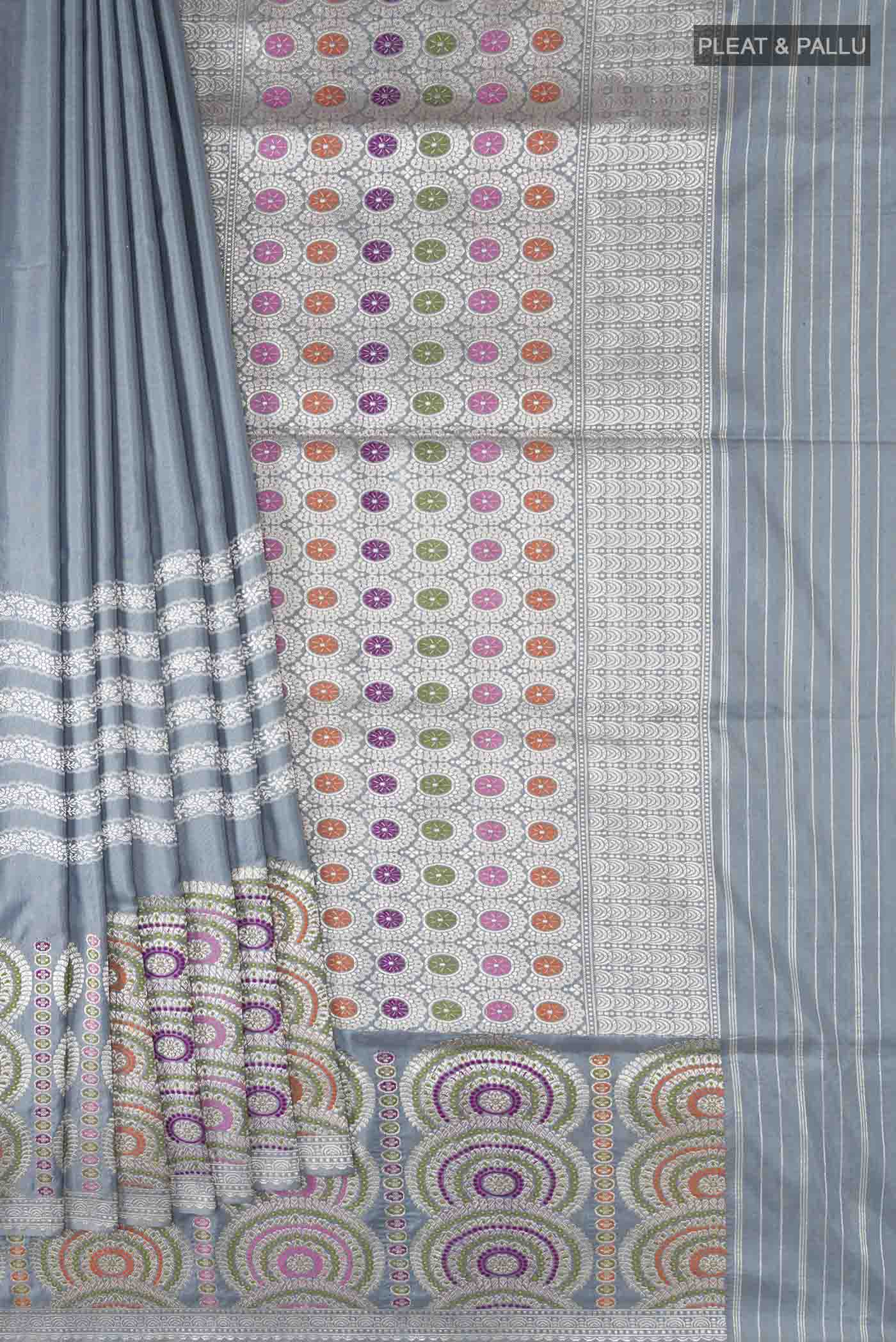 Grey Banarasi Silk Saree - Image 4